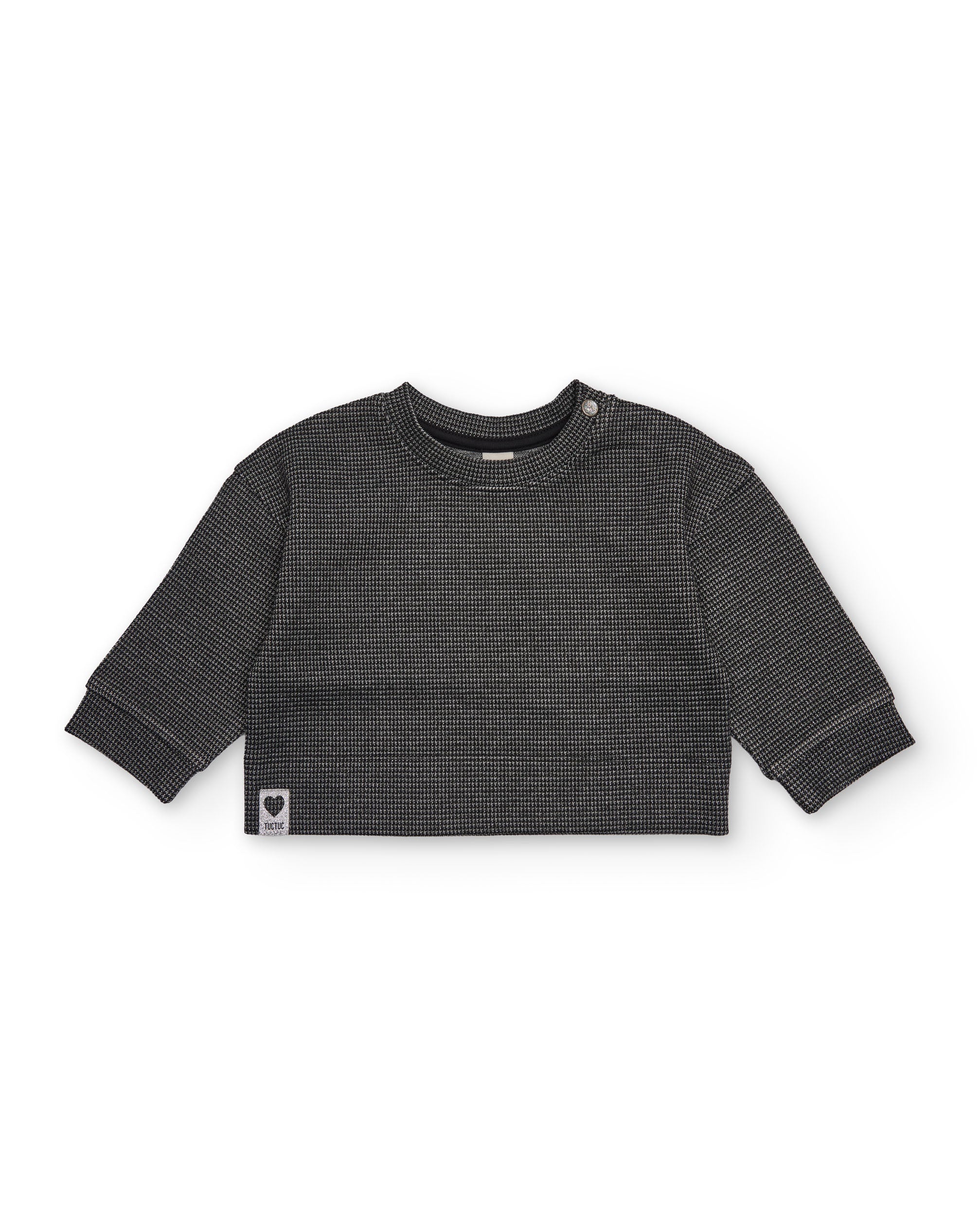 Sudadera de niña en vichy negro de corte recto