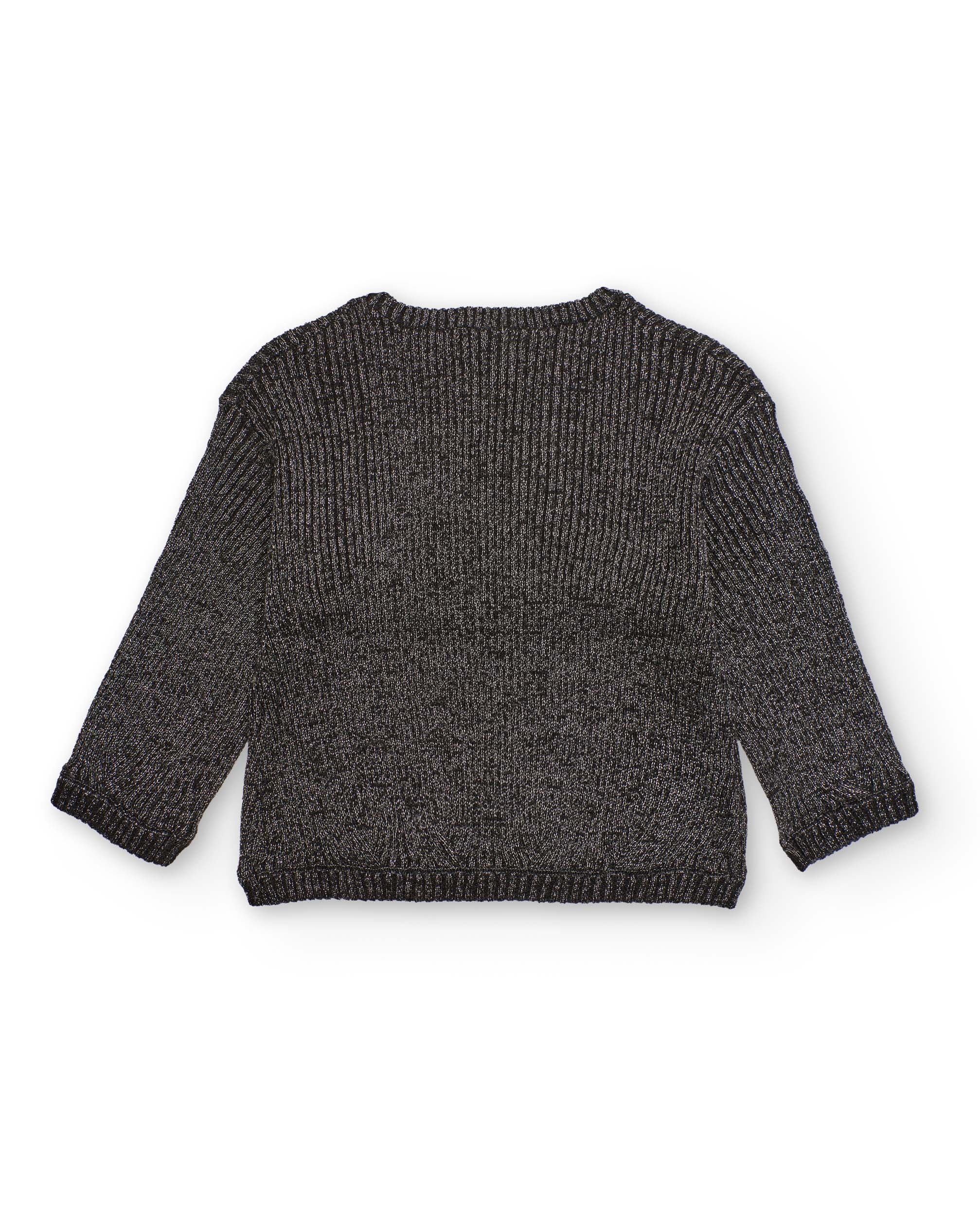 Jersey de niña en punto grueso color gris con detalle de