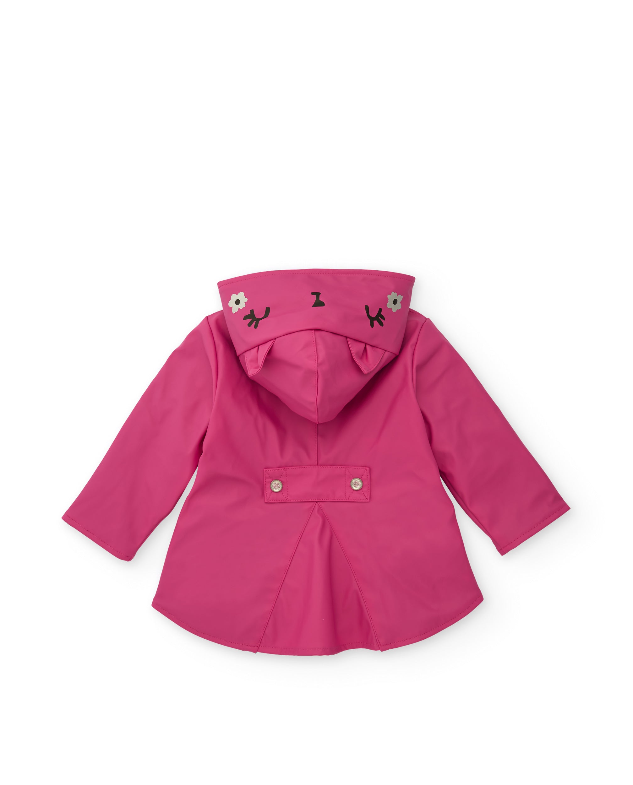 Chubasquero de niña en fucsia con capucha decorativa y flores
