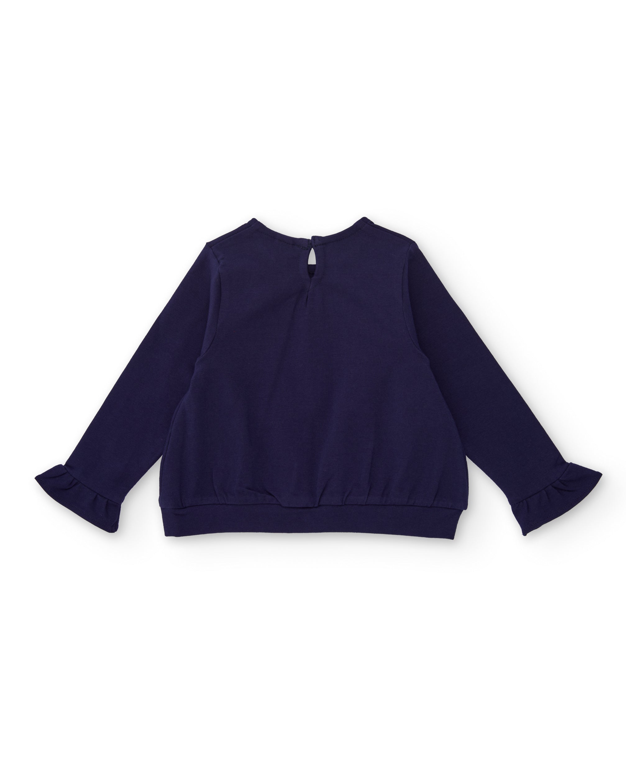 Sudadera azul marino de niña con flor estampada