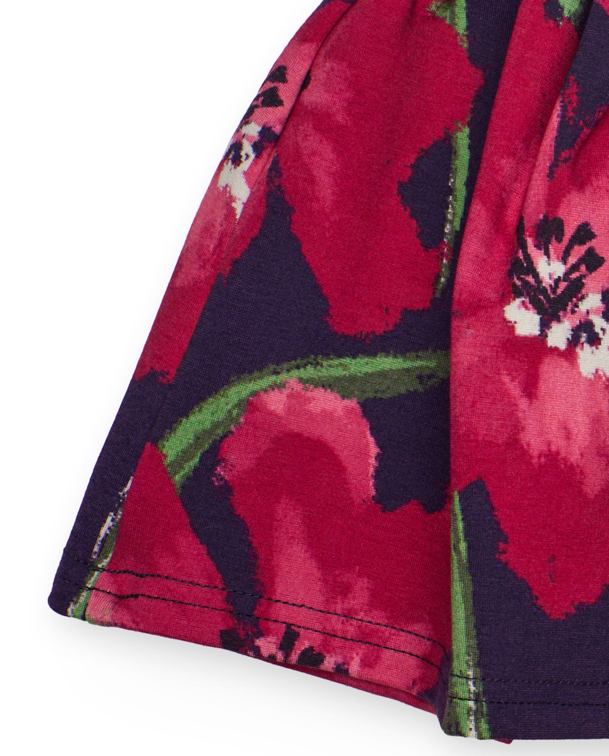 Falda de niña con estampado floral en tonos fucsia y verde