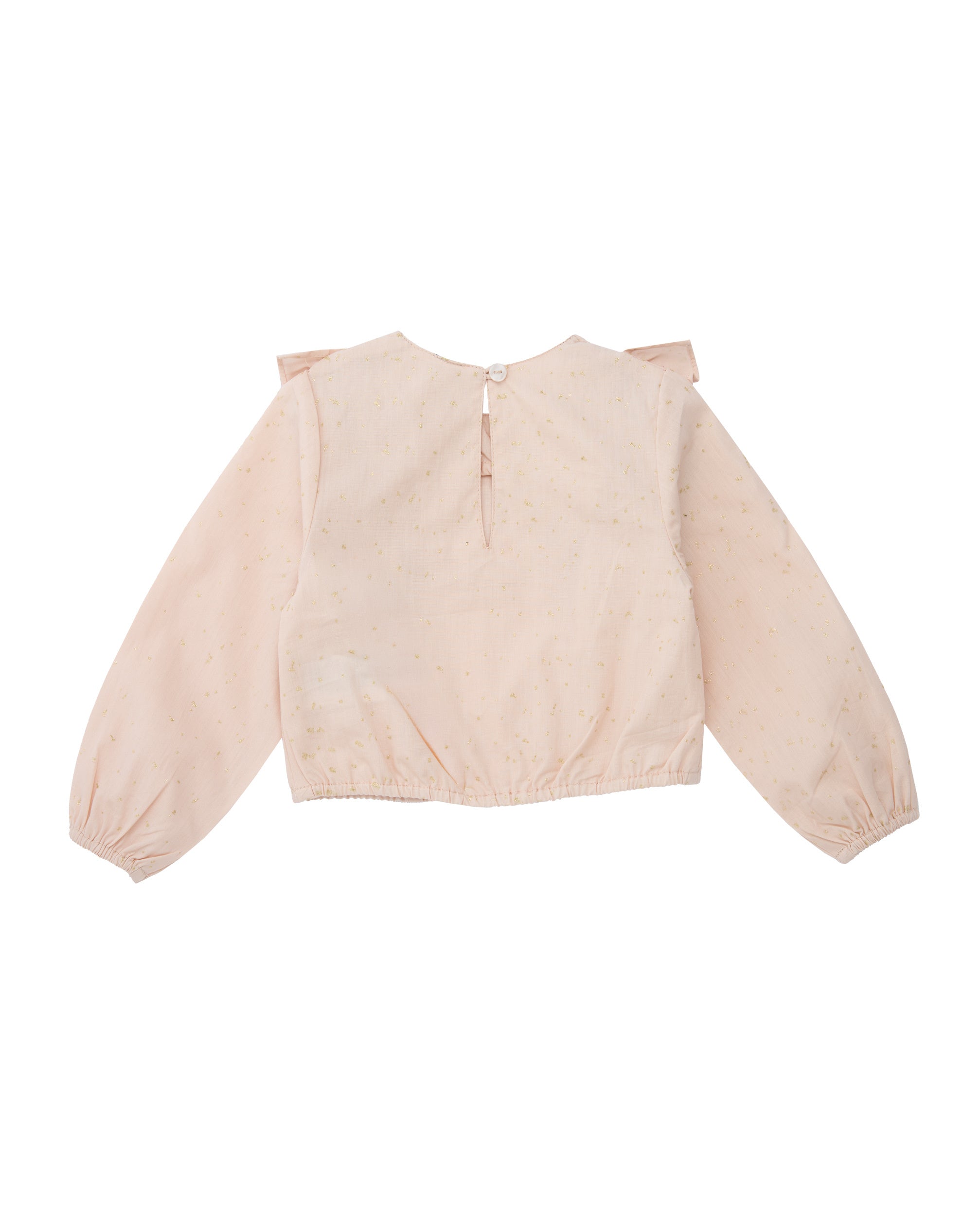 Blusa de niña en rosa empolvado con detalles dorados