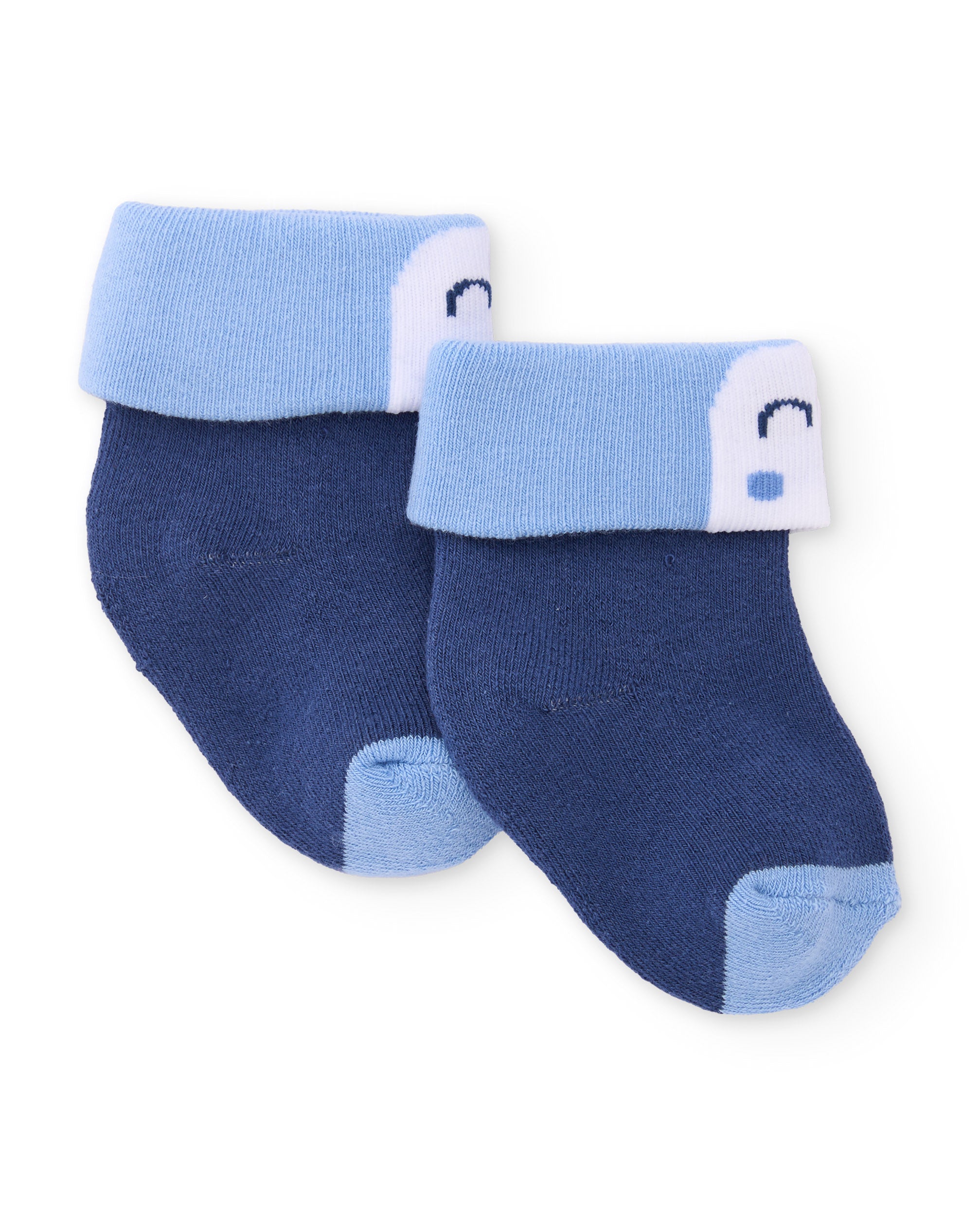 Calcetines para recién nacido en azul marino y celeste con