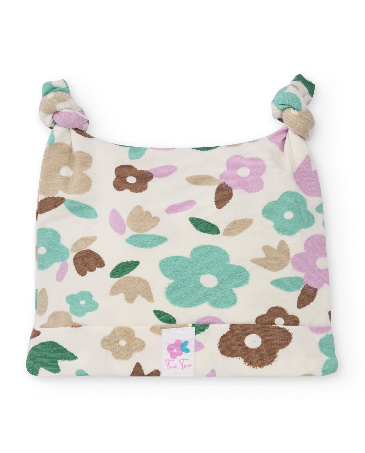 Gorro de algodón para bebé niña con estampado floral y nudos