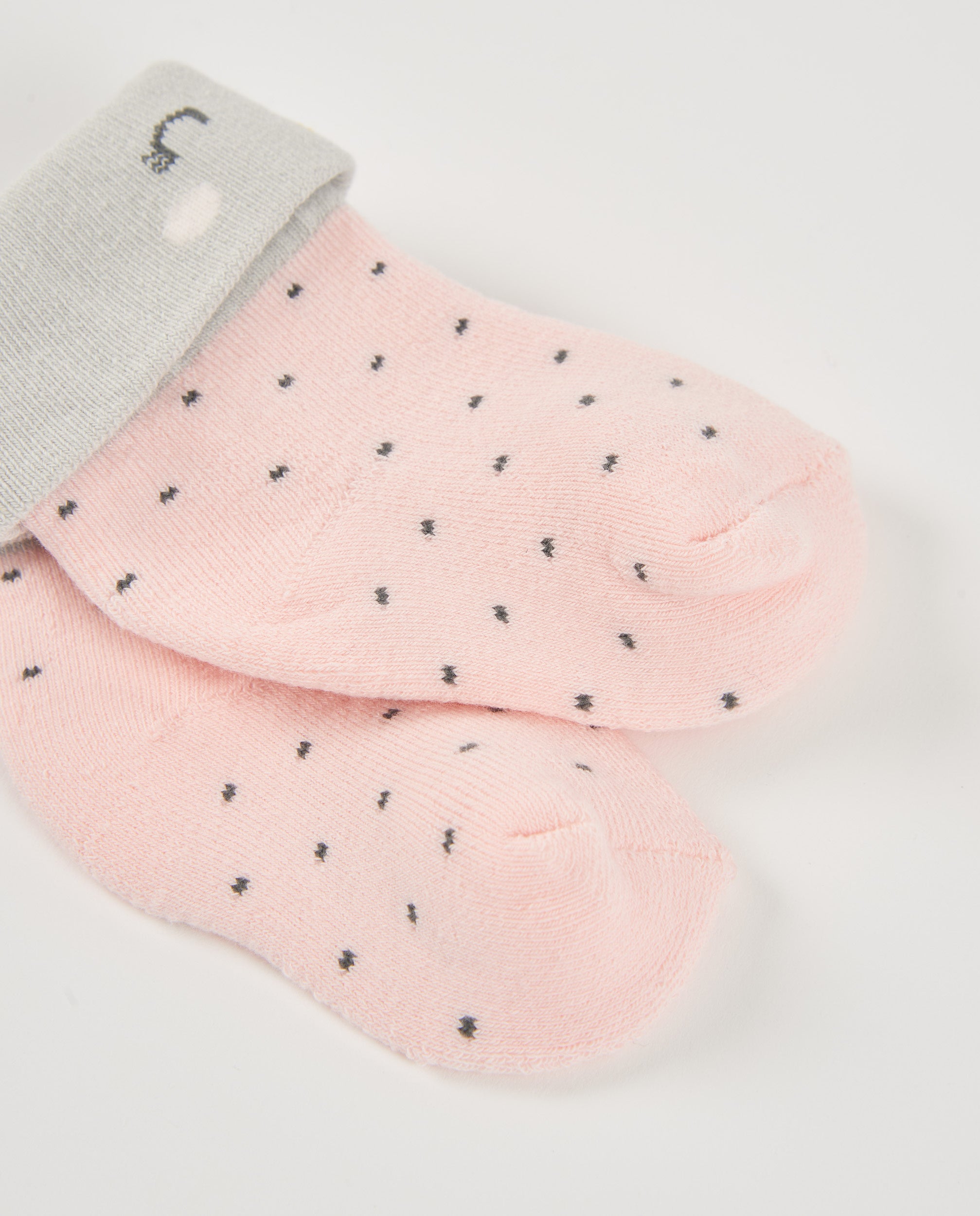 Calcetines para recién nacido color rosa con toques en gris y