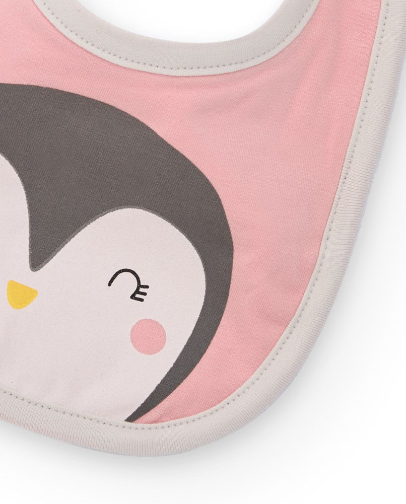 Set de dos baberos para bebé niña en tonos rosa con estampados