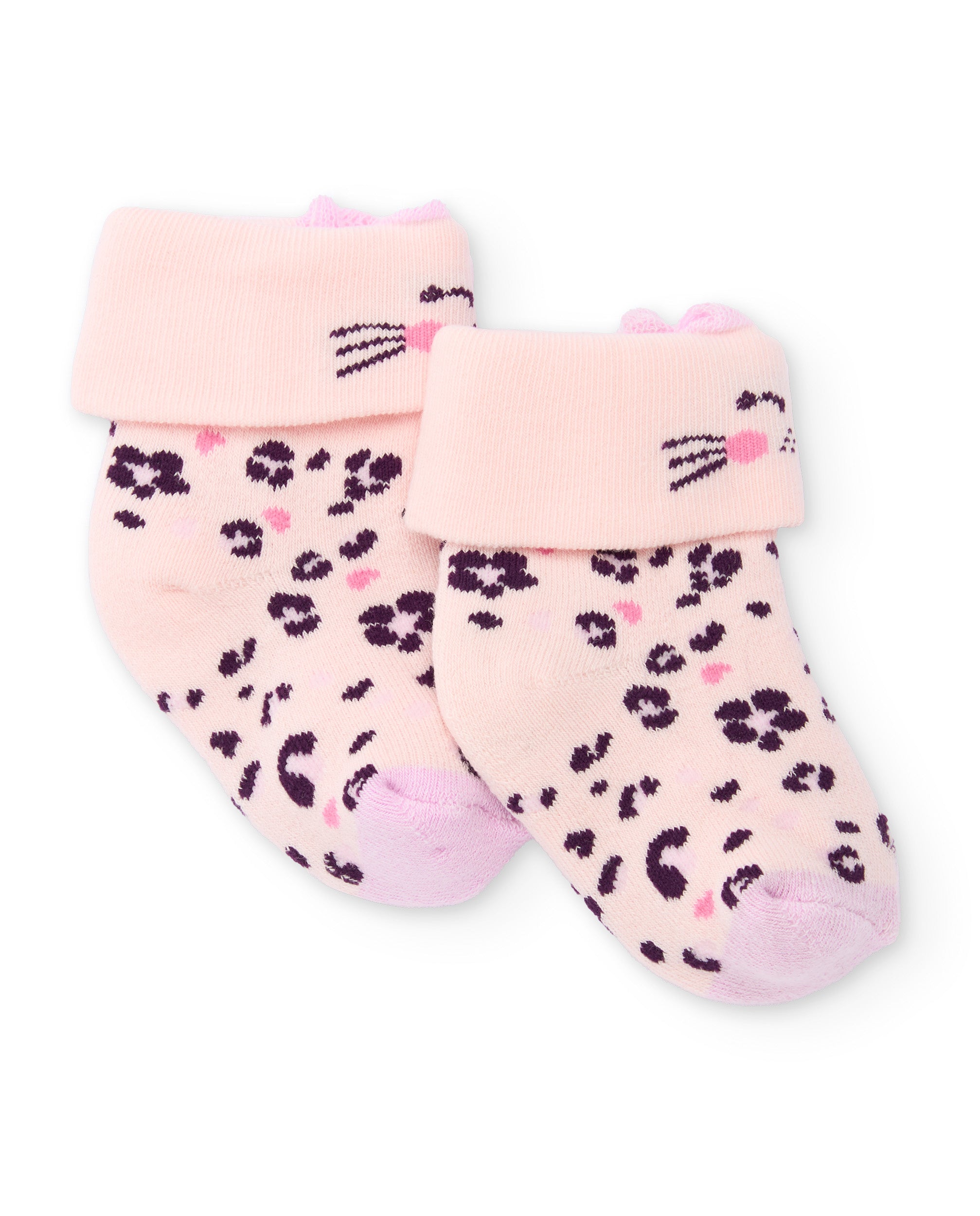 Calcetines de punto para recién nacido color rosa con diseño de