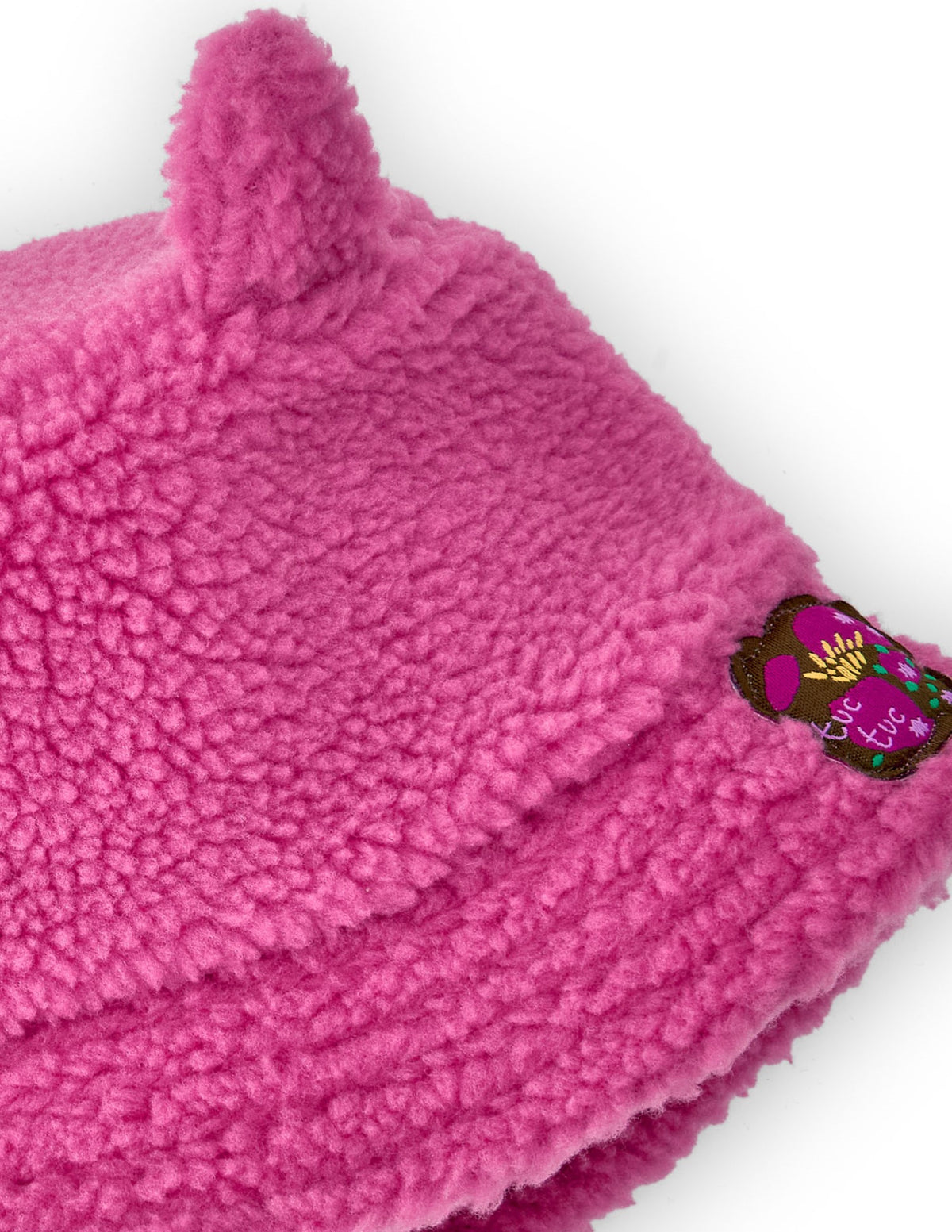 Sombrero rosa para niña con textura tipo borrego y detalles de