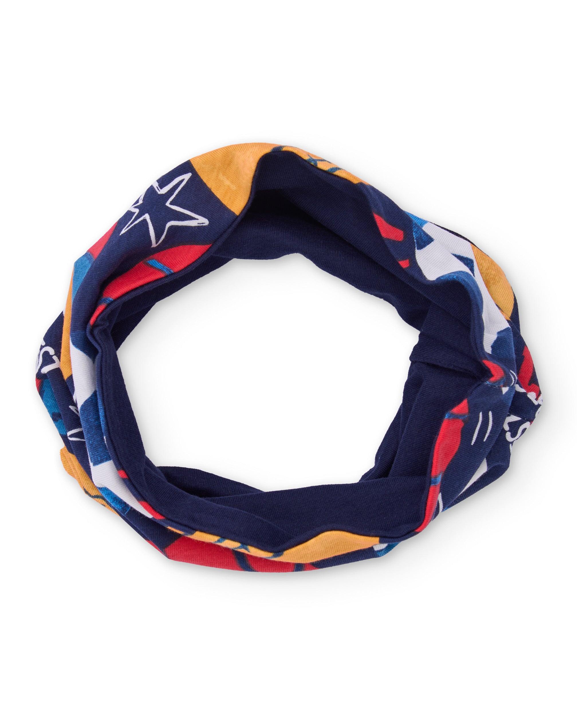 Braga de cuello para niño en azul marino con estampado de