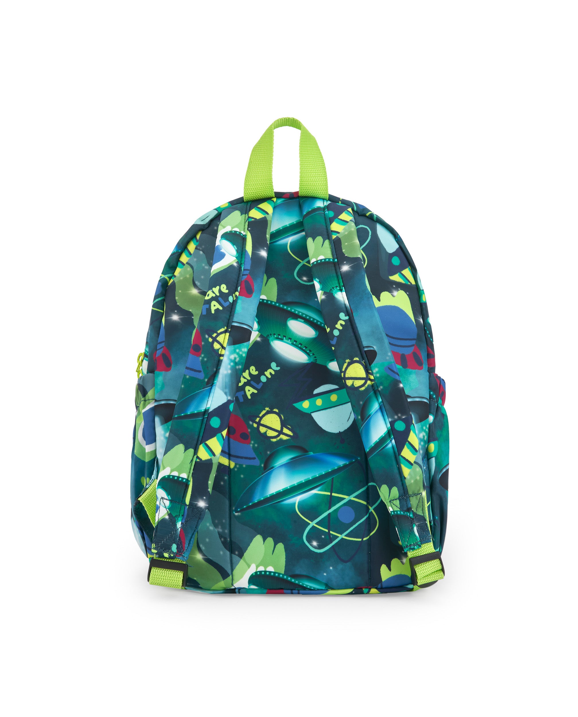 Mochila para niño en azul con estampado espacial de ovnis y