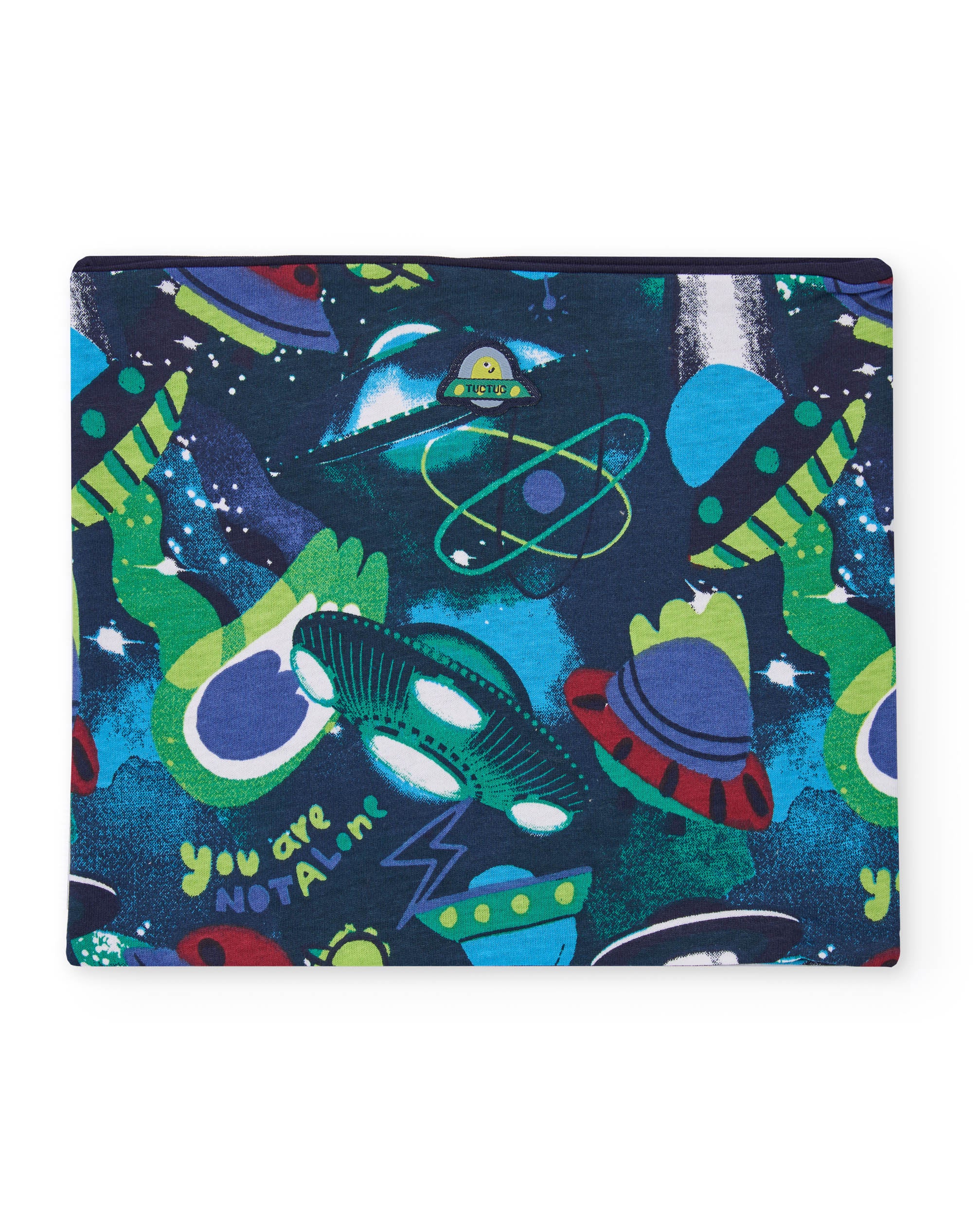Braga de cuello azul para niño con estampado de naves