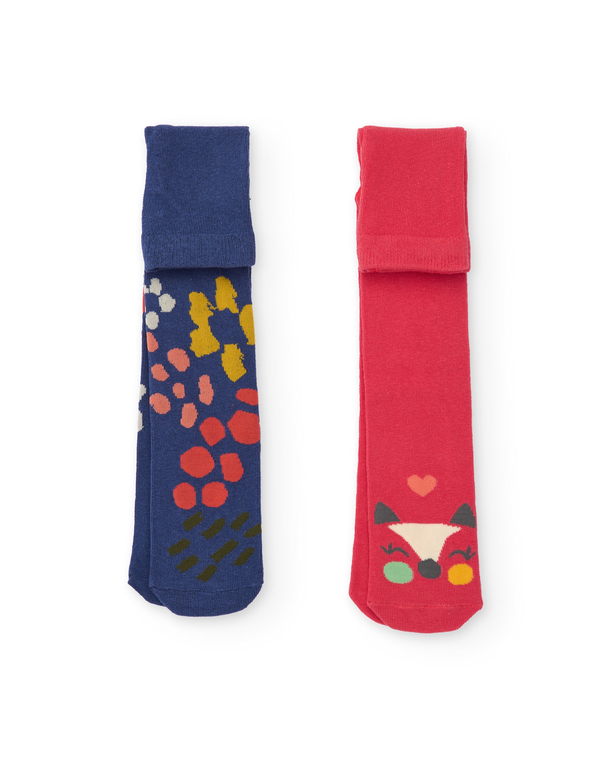 Pack de leotardos para bebé niña en tonos coral y azul con