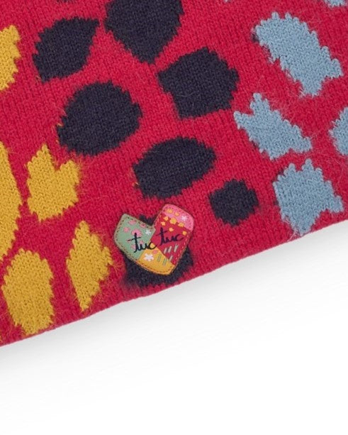 Cuello tubular para niña en rojo con estampado abstracto