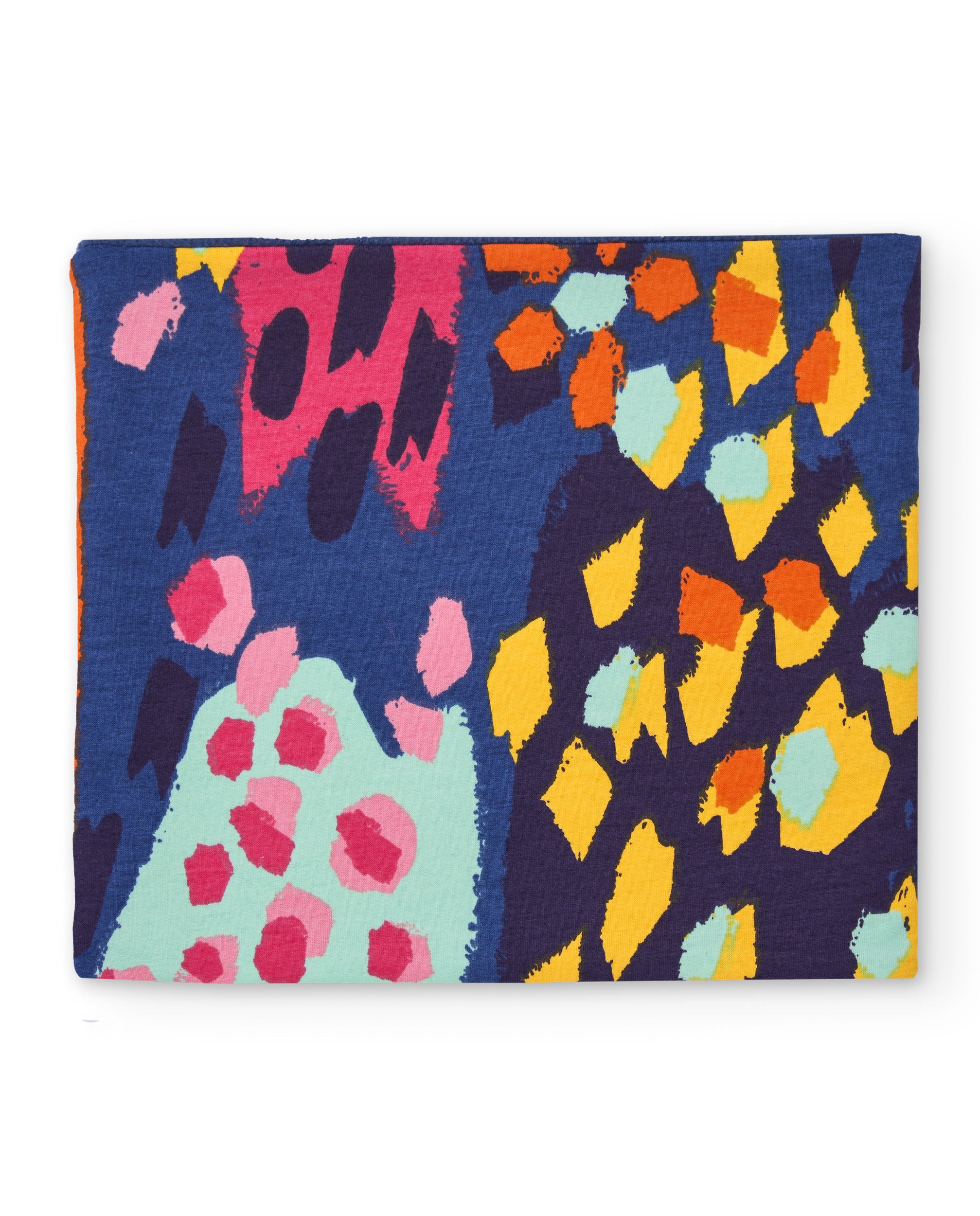 Cuello tubular para niña en azul marino con estampado colorido