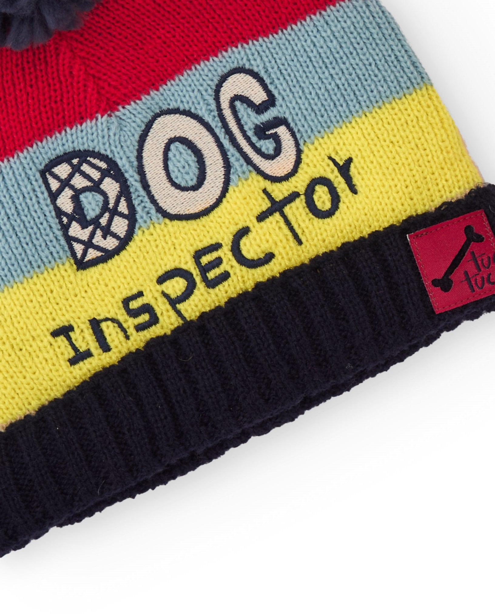 Conjunto de gorro y bufanda para niño en multicolor con texto