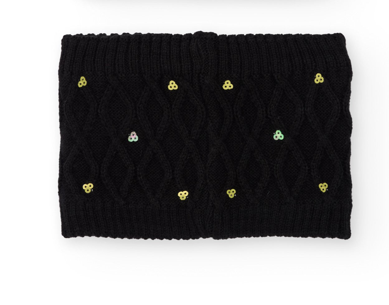 Cuello de punto para niña en color negro con lentejuelas