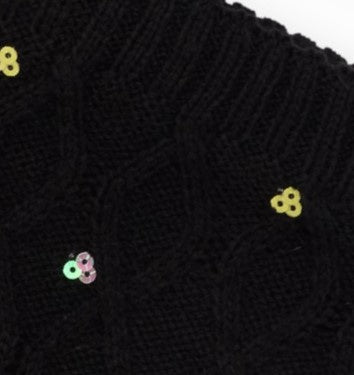 Cuello de punto para niña en color negro con lentejuelas