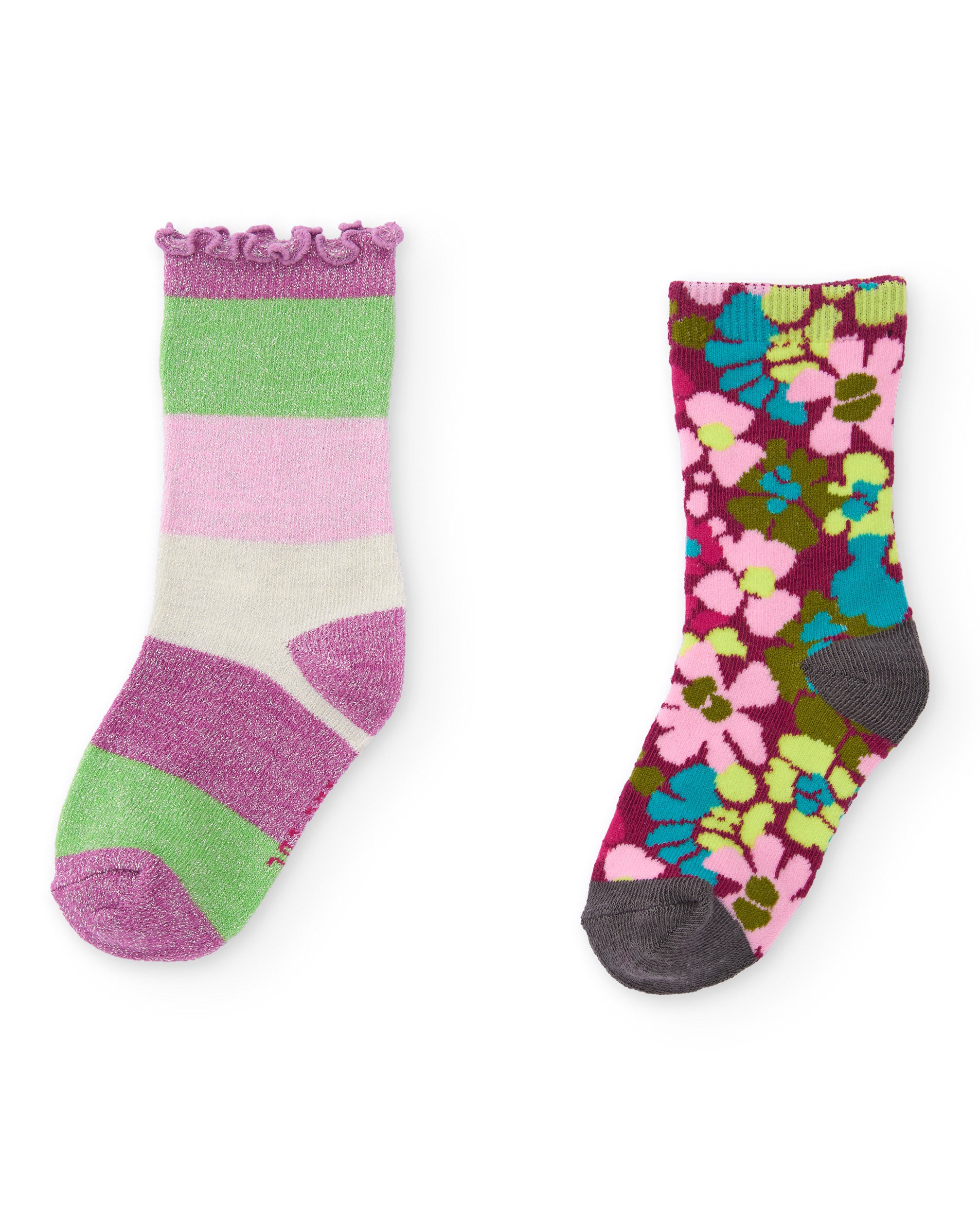 Pack de calcetines para niña con flores y rayas en colores vivos
