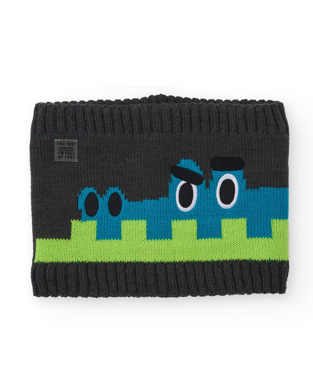 Cuello de punto para niño en gris oscuro con diseño de cocodrilo