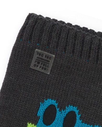 Cuello de punto para niño en gris oscuro con diseño de cocodrilo