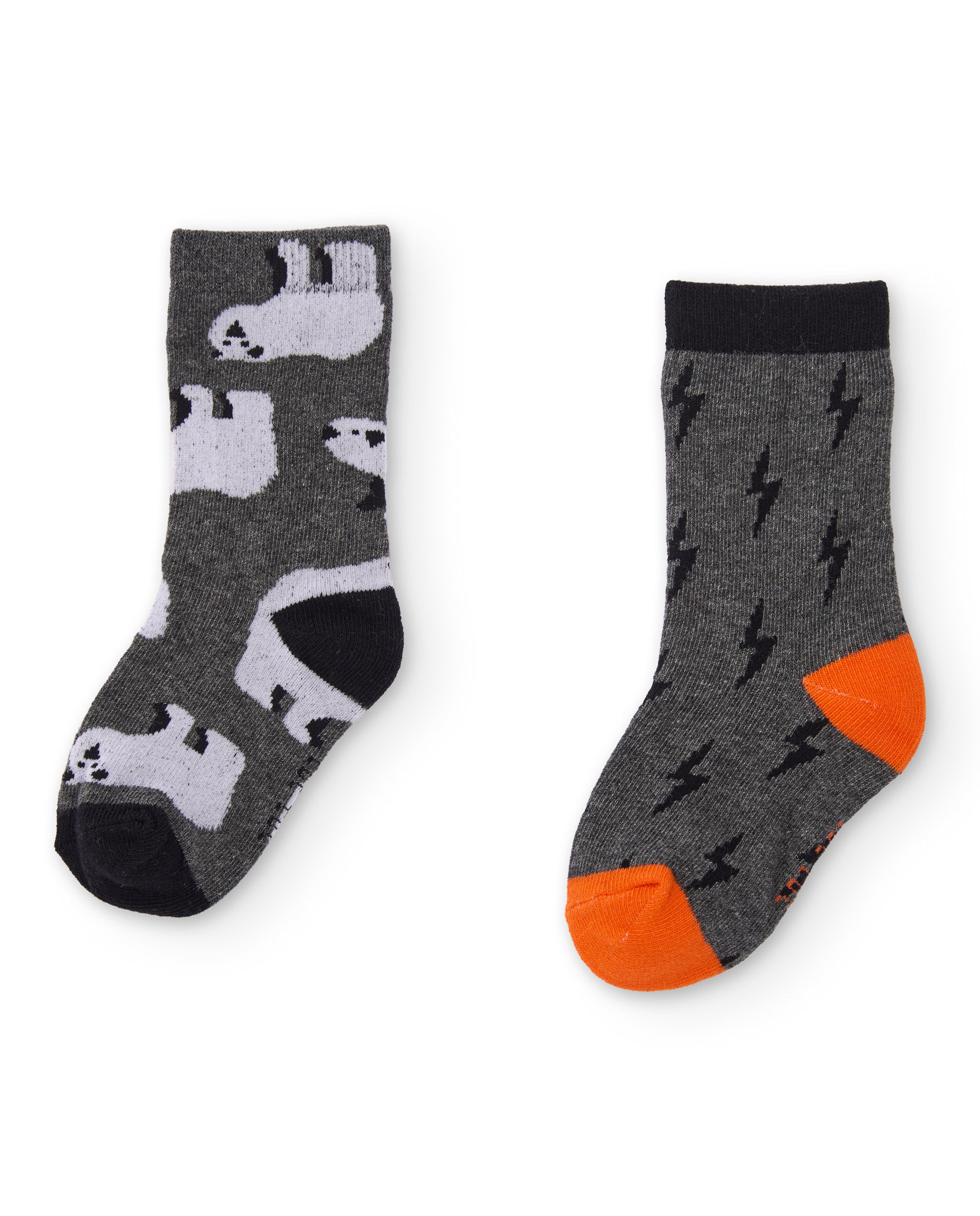 Pack de calcetines de niño en gris con estampado de rayos y osos