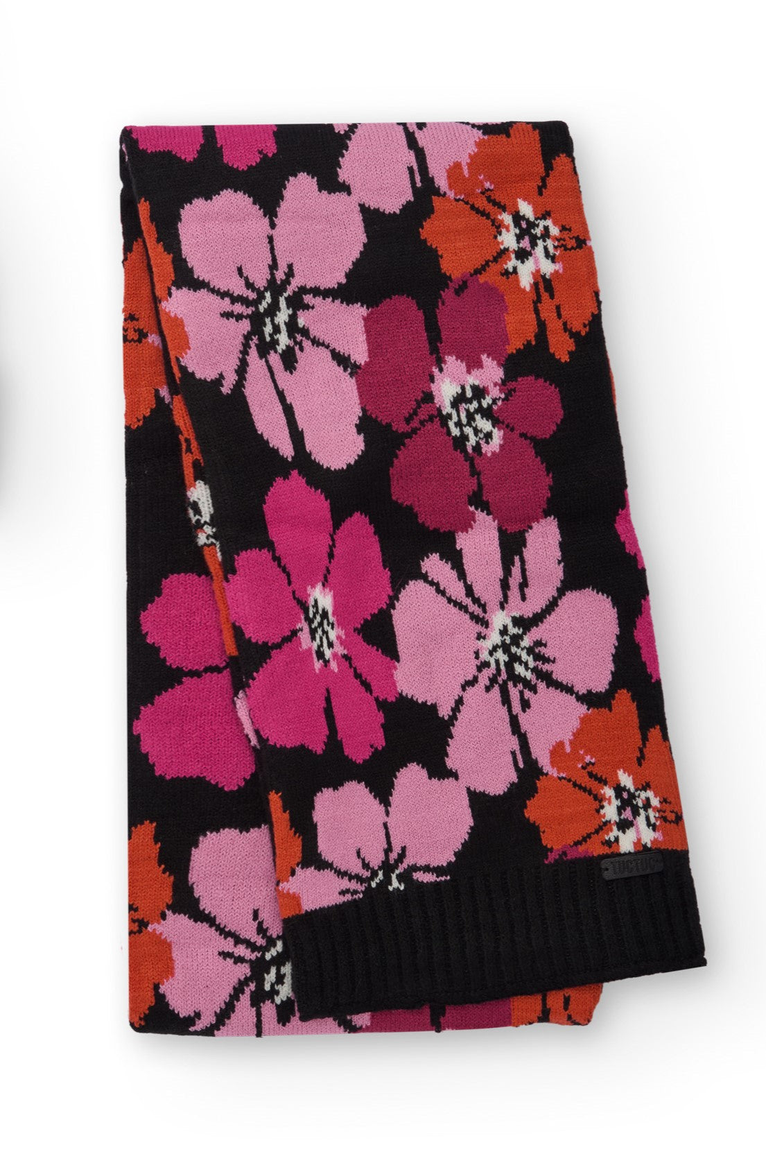 Bufanda de niña en negro con estampado floral colorido