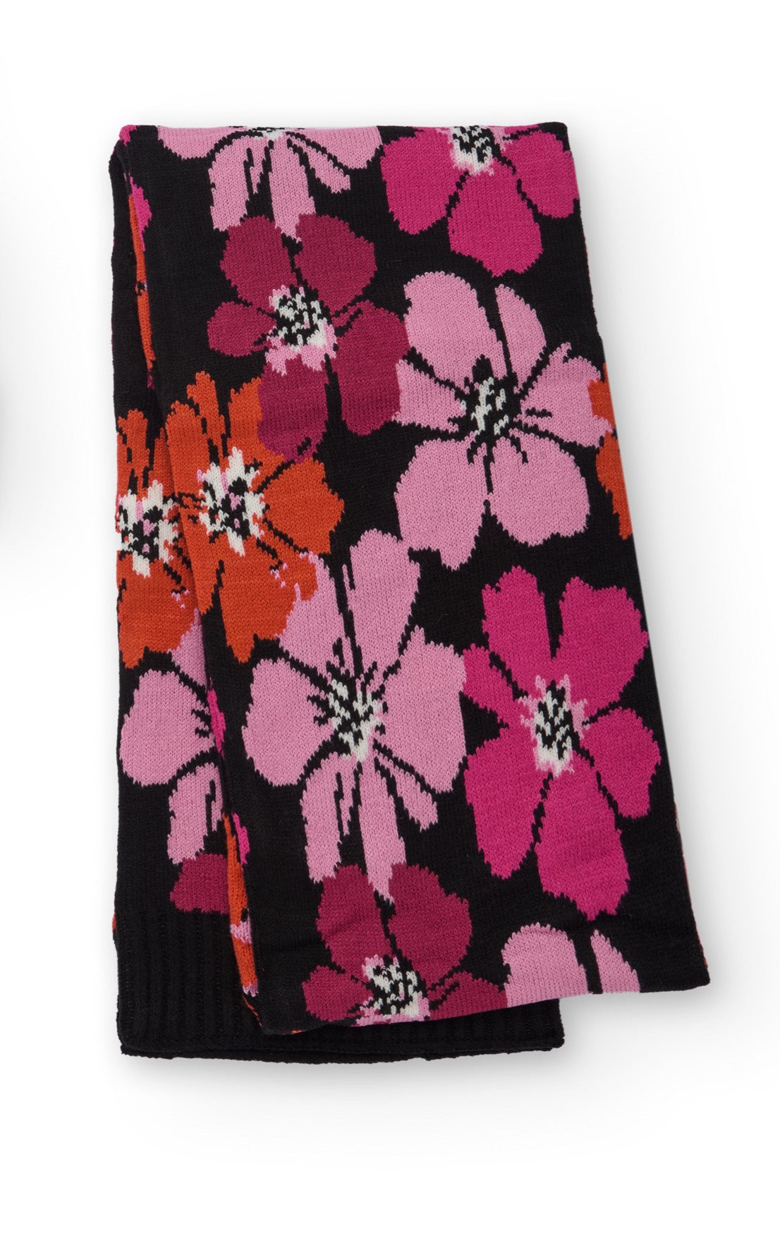 Bufanda de niña en negro con estampado floral colorido