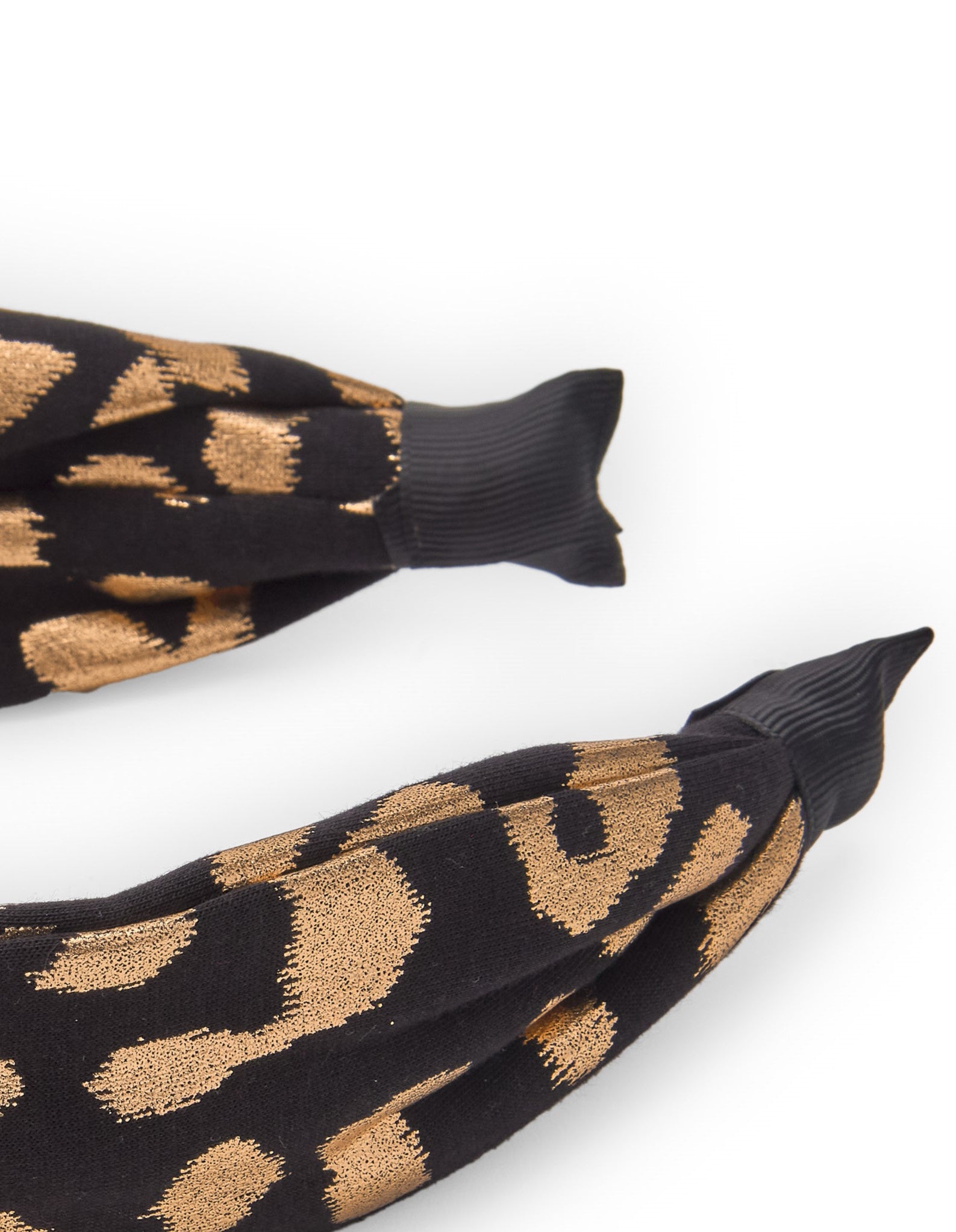Diadema de niña con estampado de leopardo dorado
