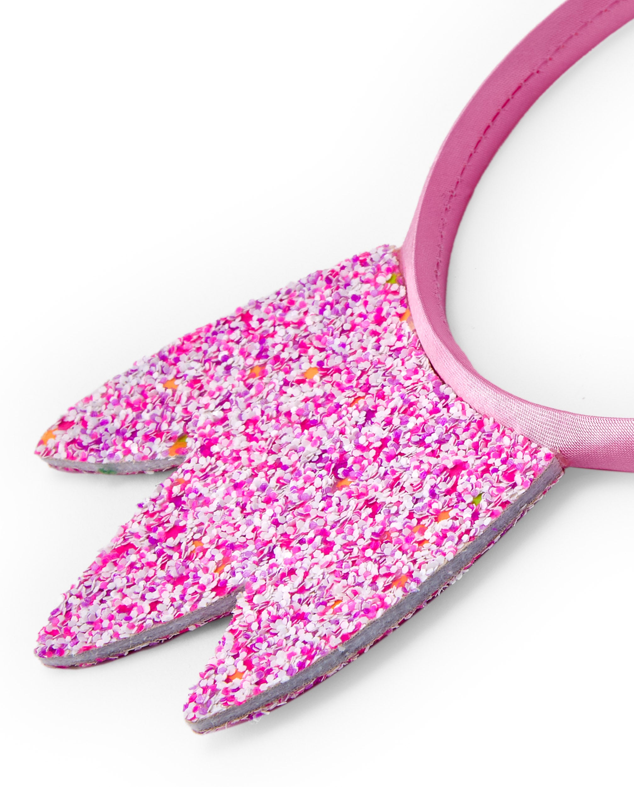 Diadema para niña color rosa con corona en glitter multicolor