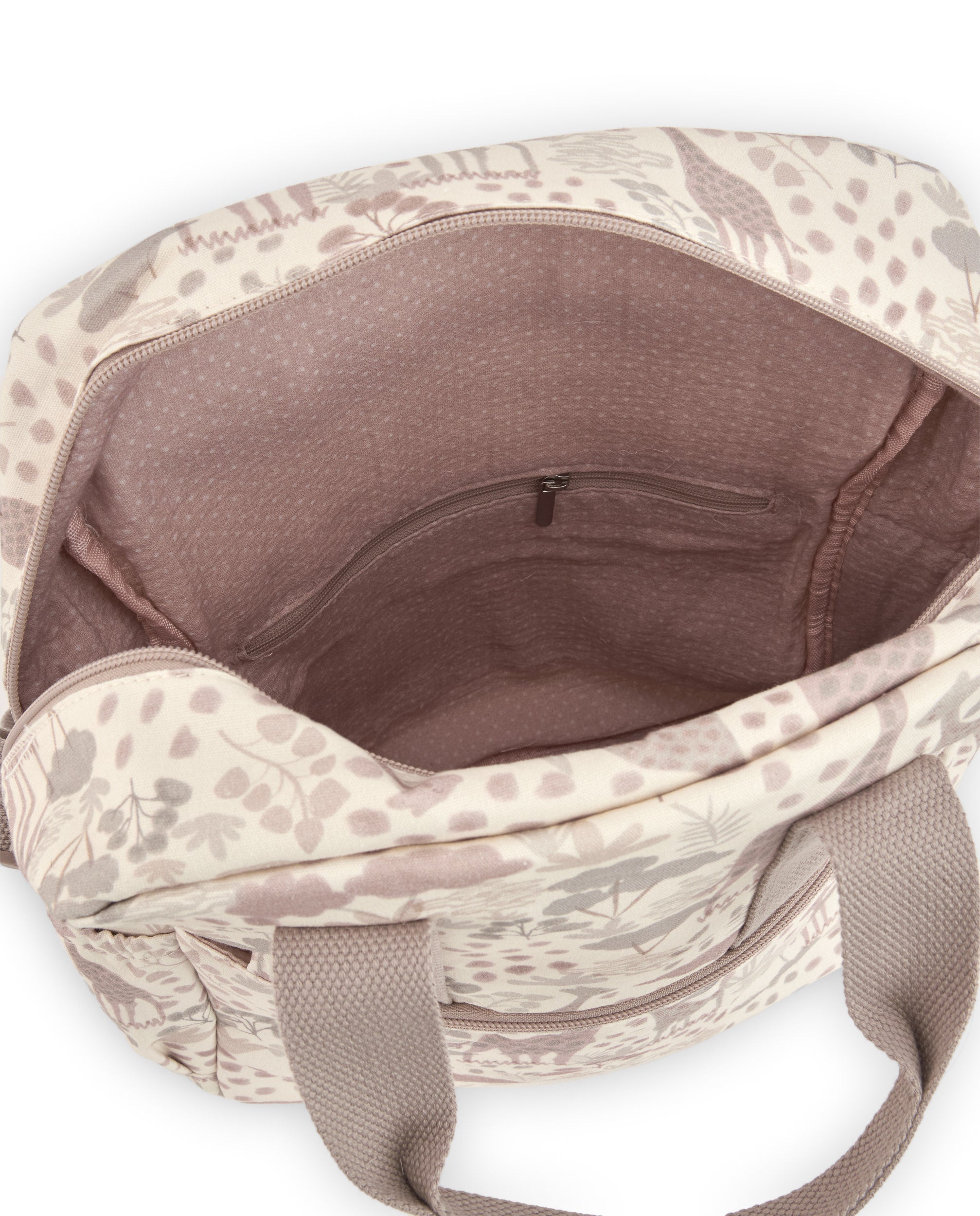 Mochila de paseo para bebé con estampado de jirafas en tonos