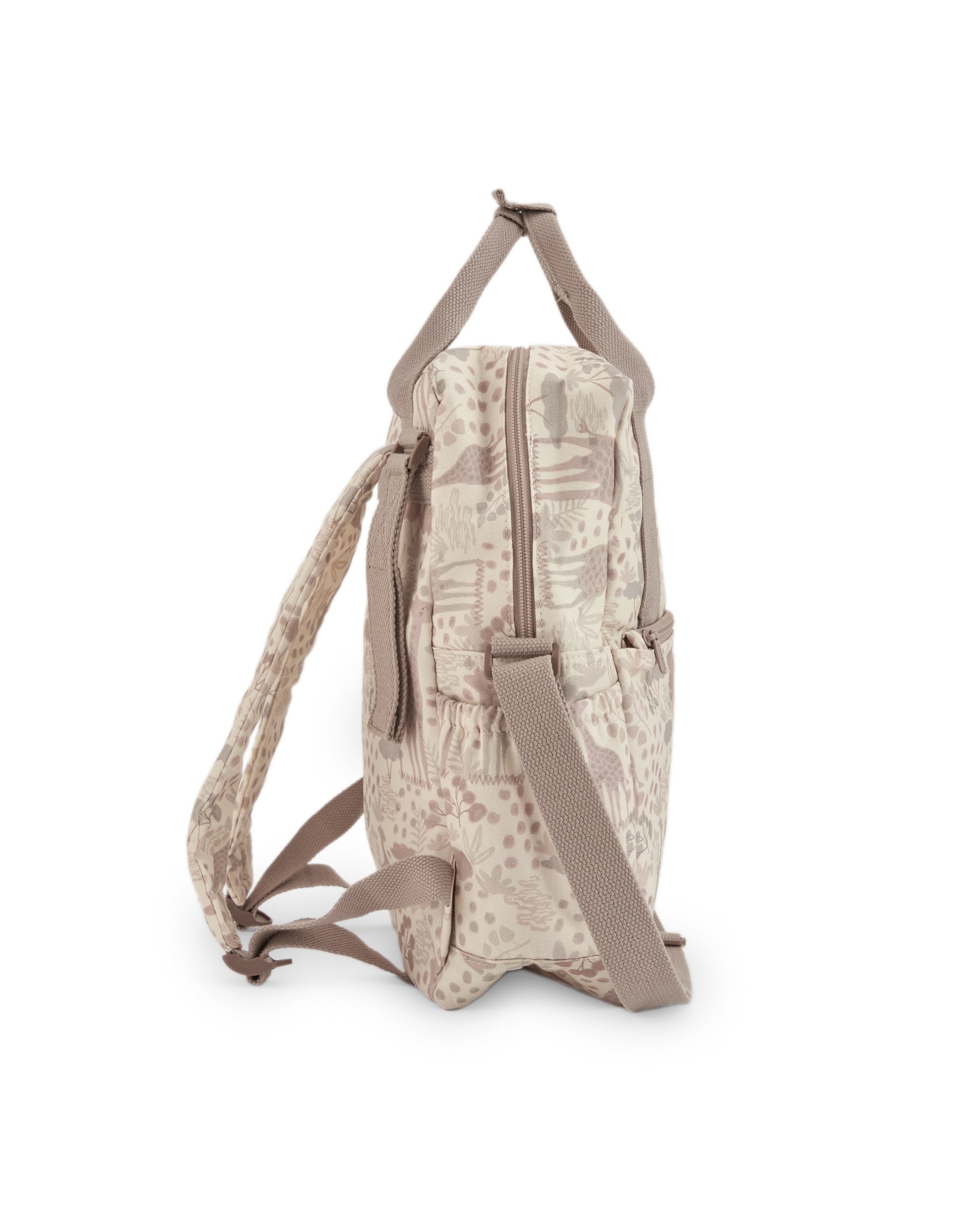 Mochila de paseo para bebé con estampado de jirafas en tonos