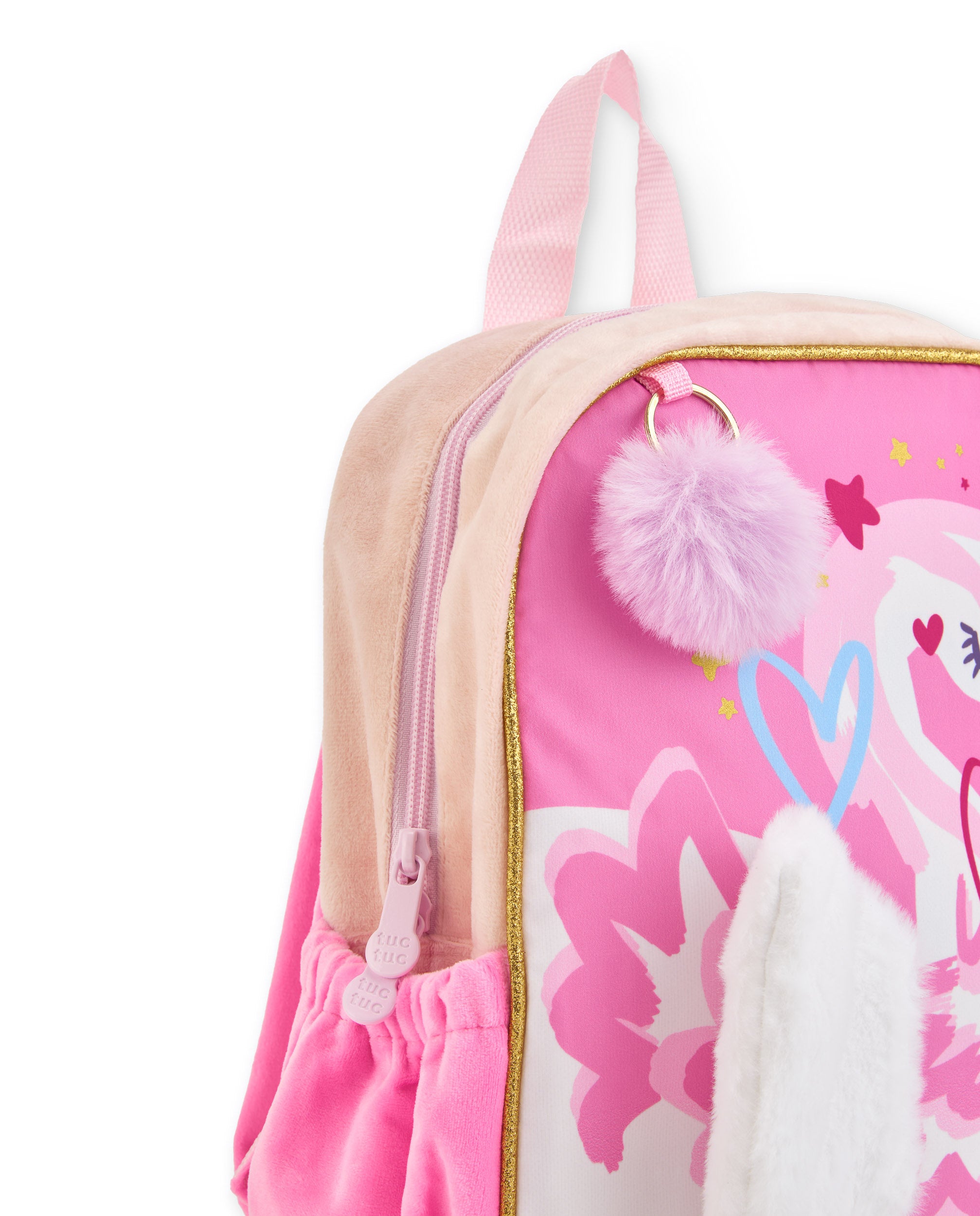Mochila para niña en rosa con estampado de cisne