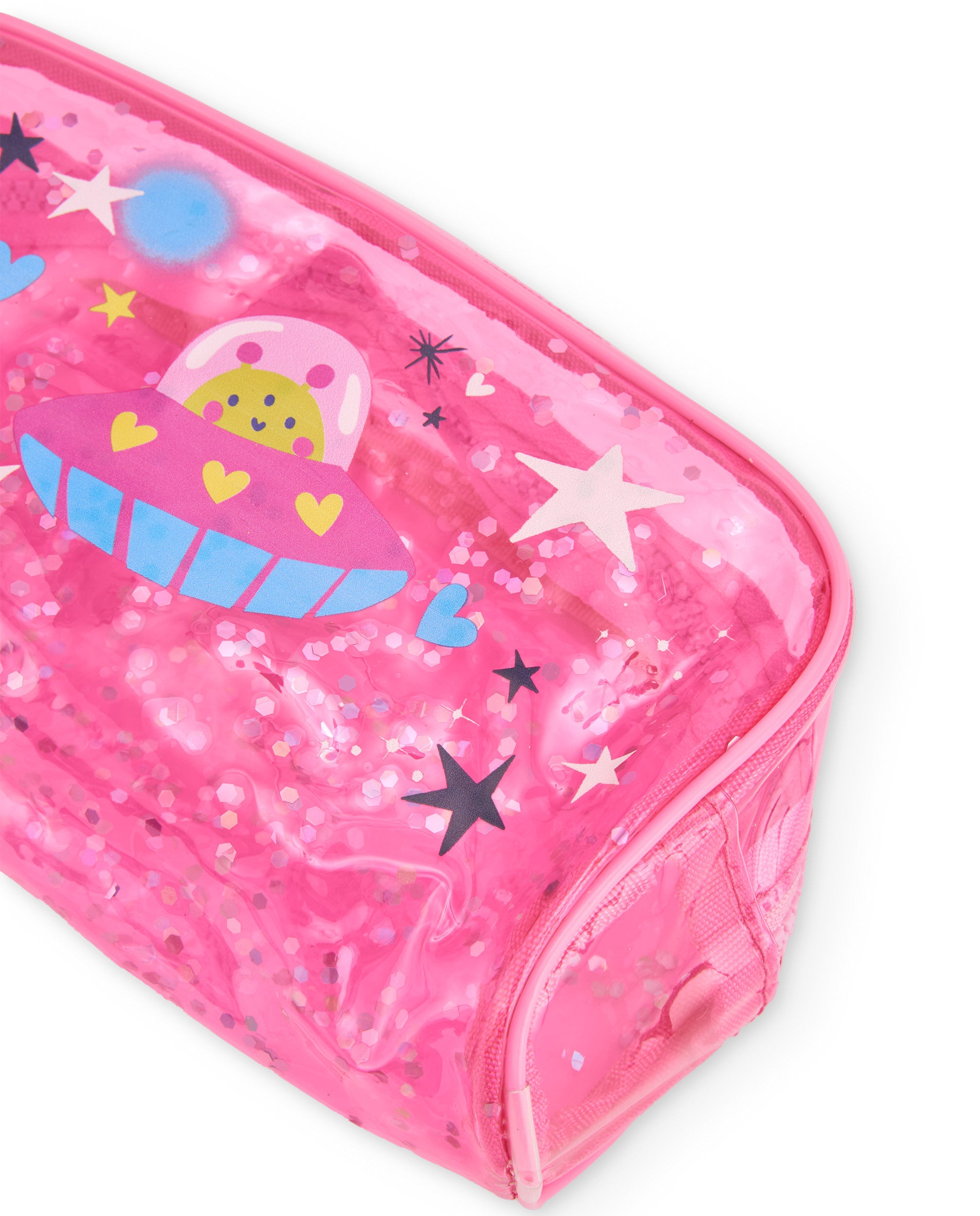 Estuche para niña rosa con estampado espacial