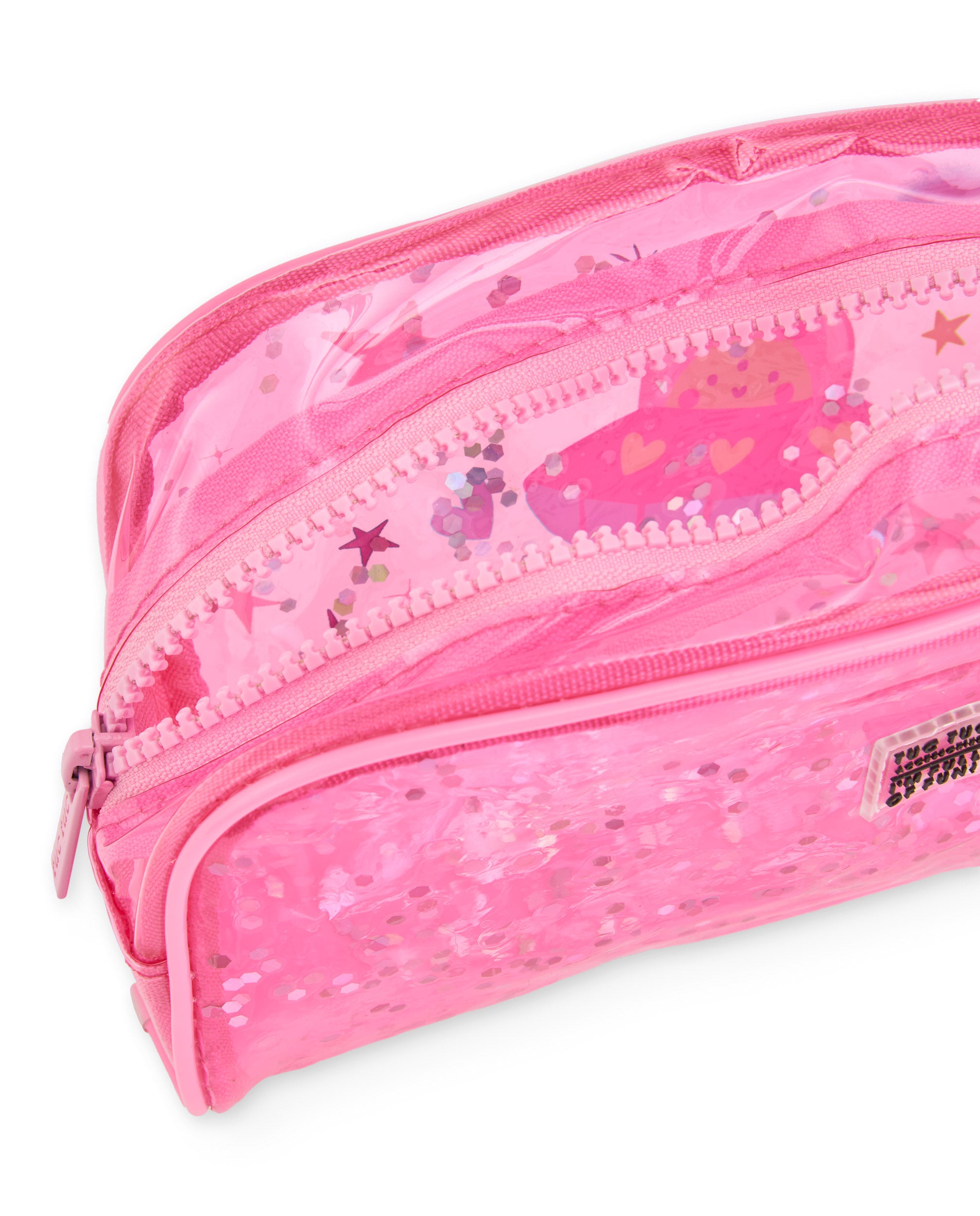 Estuche para niña rosa con estampado espacial
