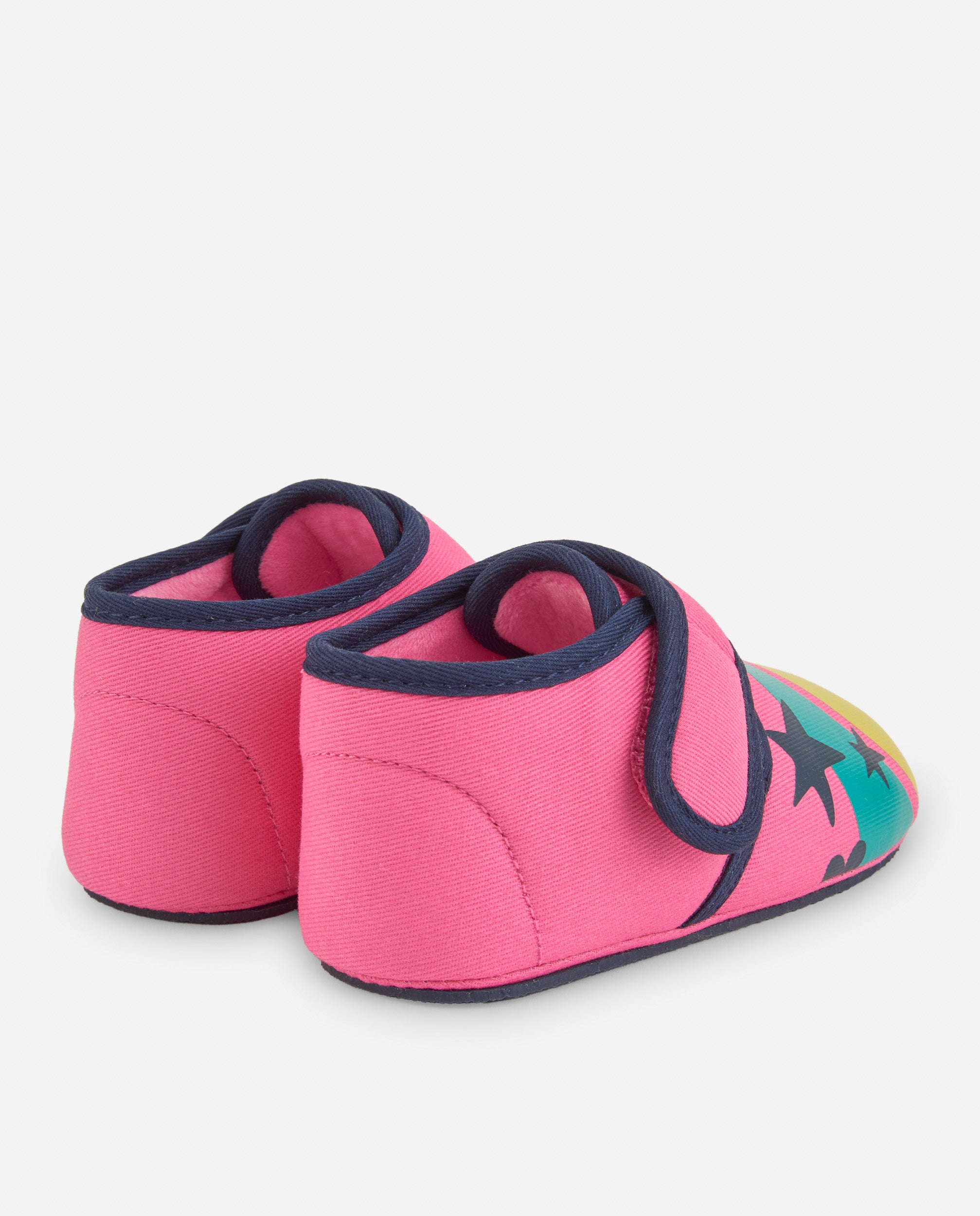 Zapatillas de casa de niña color rosa con cierre de velcro