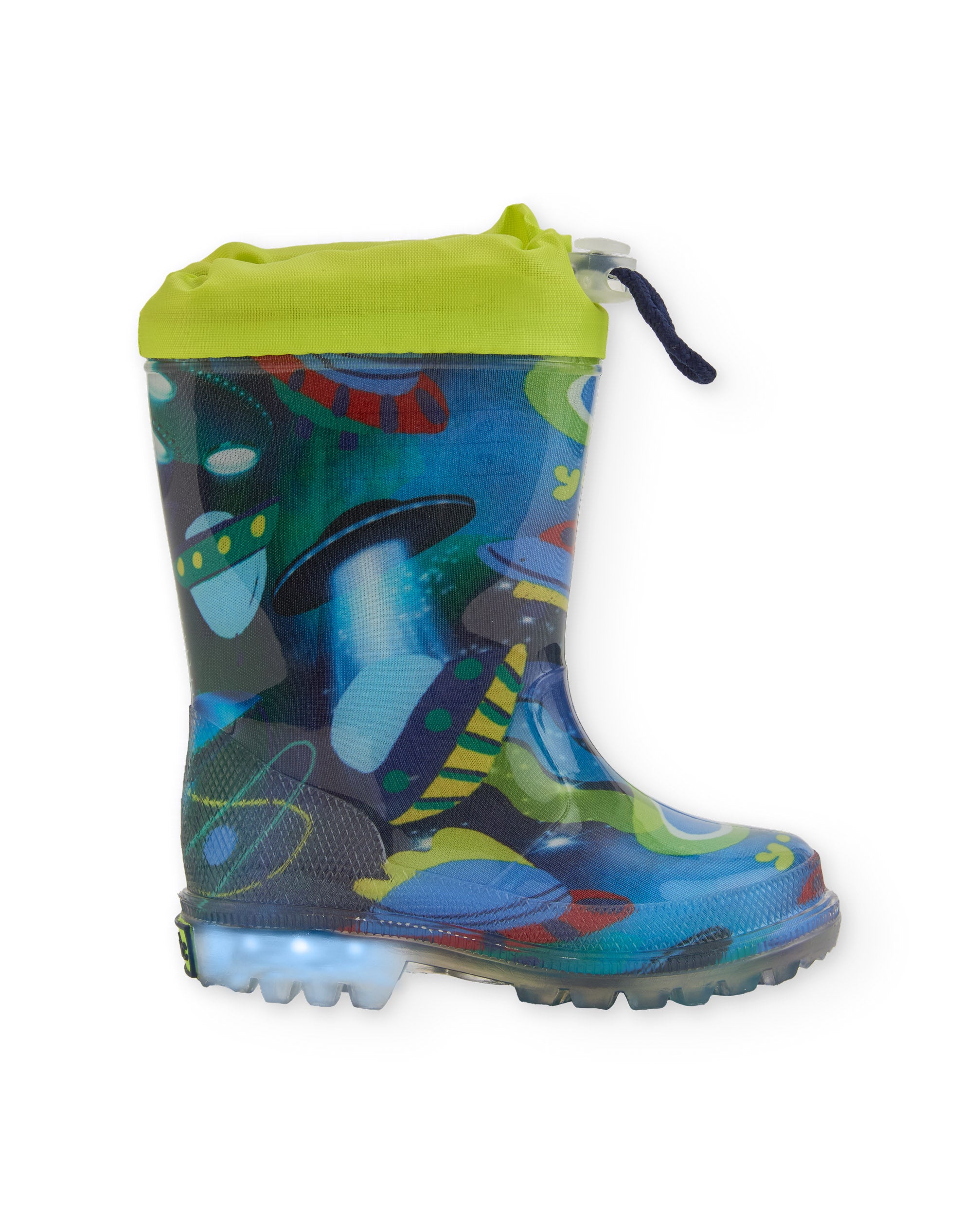 Botas de agua para niño con estampado de naves espaciales y