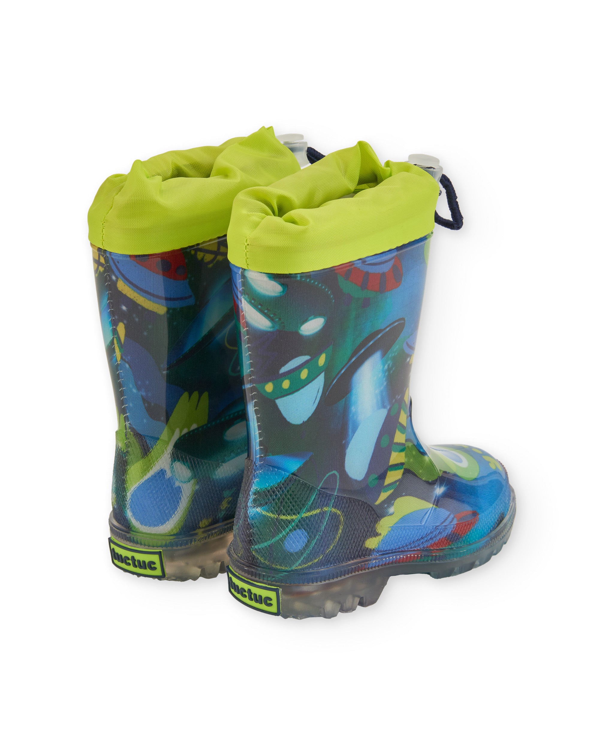 Botas de agua para niño con estampado de naves espaciales y