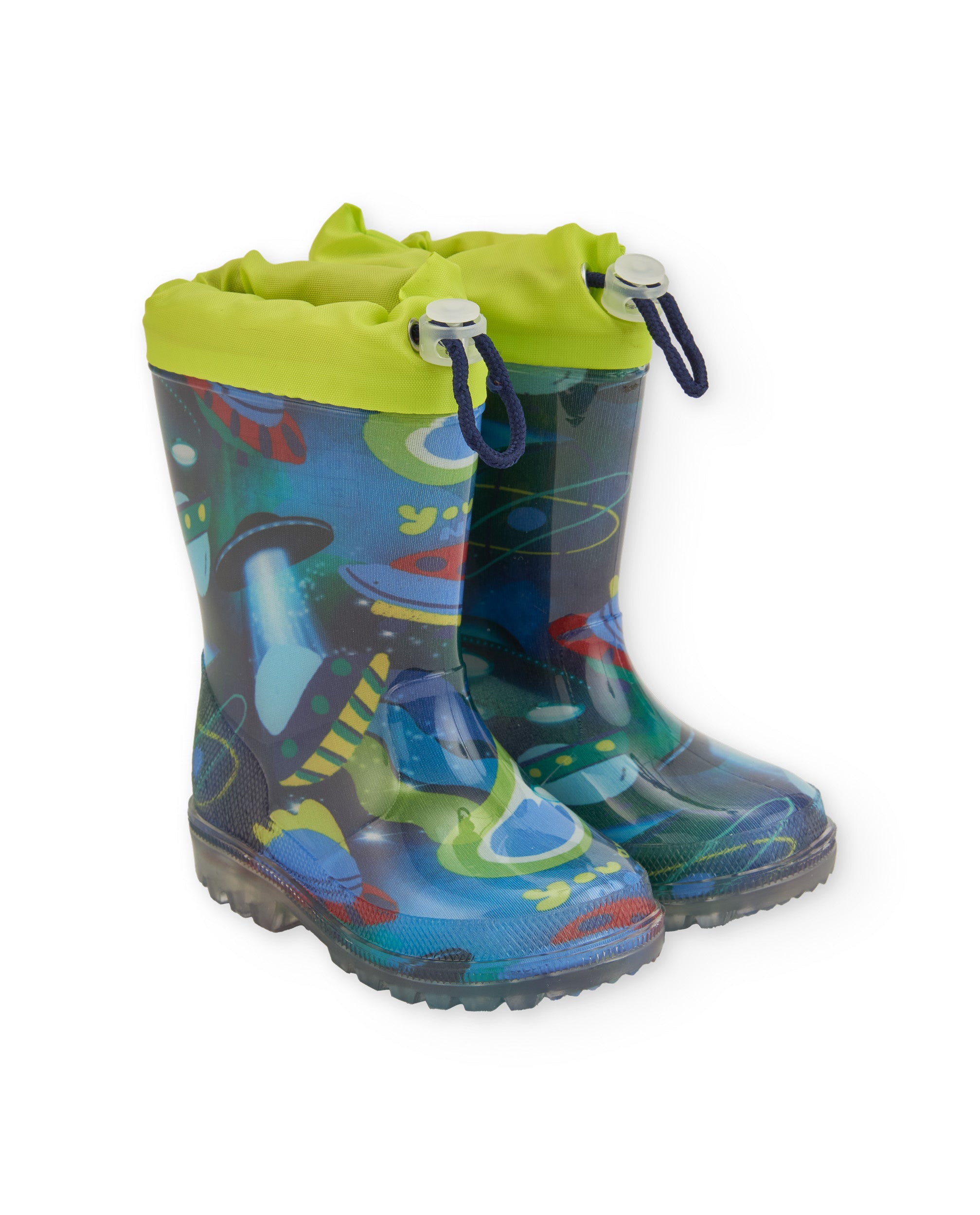 Botas de agua para niño con estampado de naves espaciales y