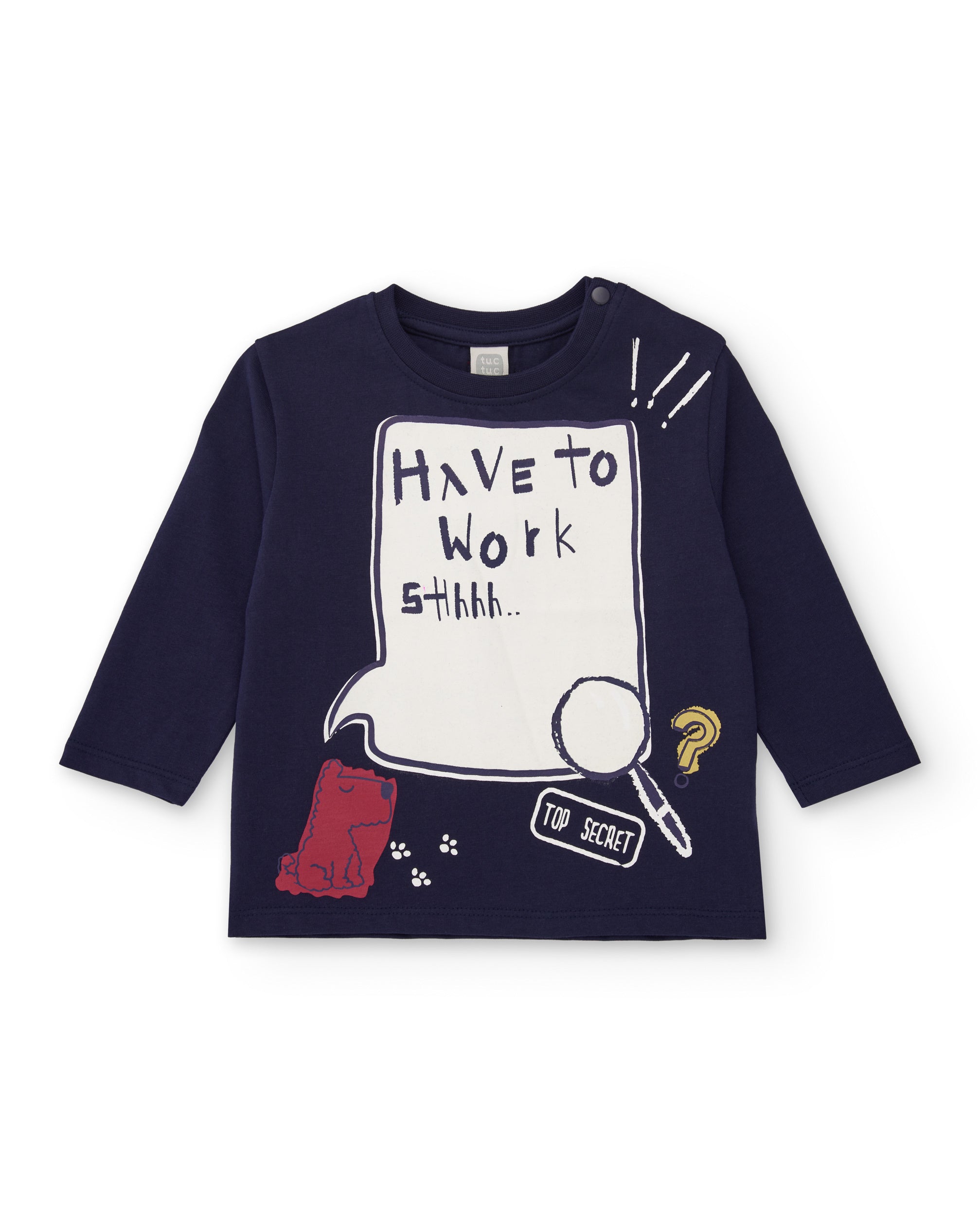 Camiseta de manga larga de niño color azul marino con estampado