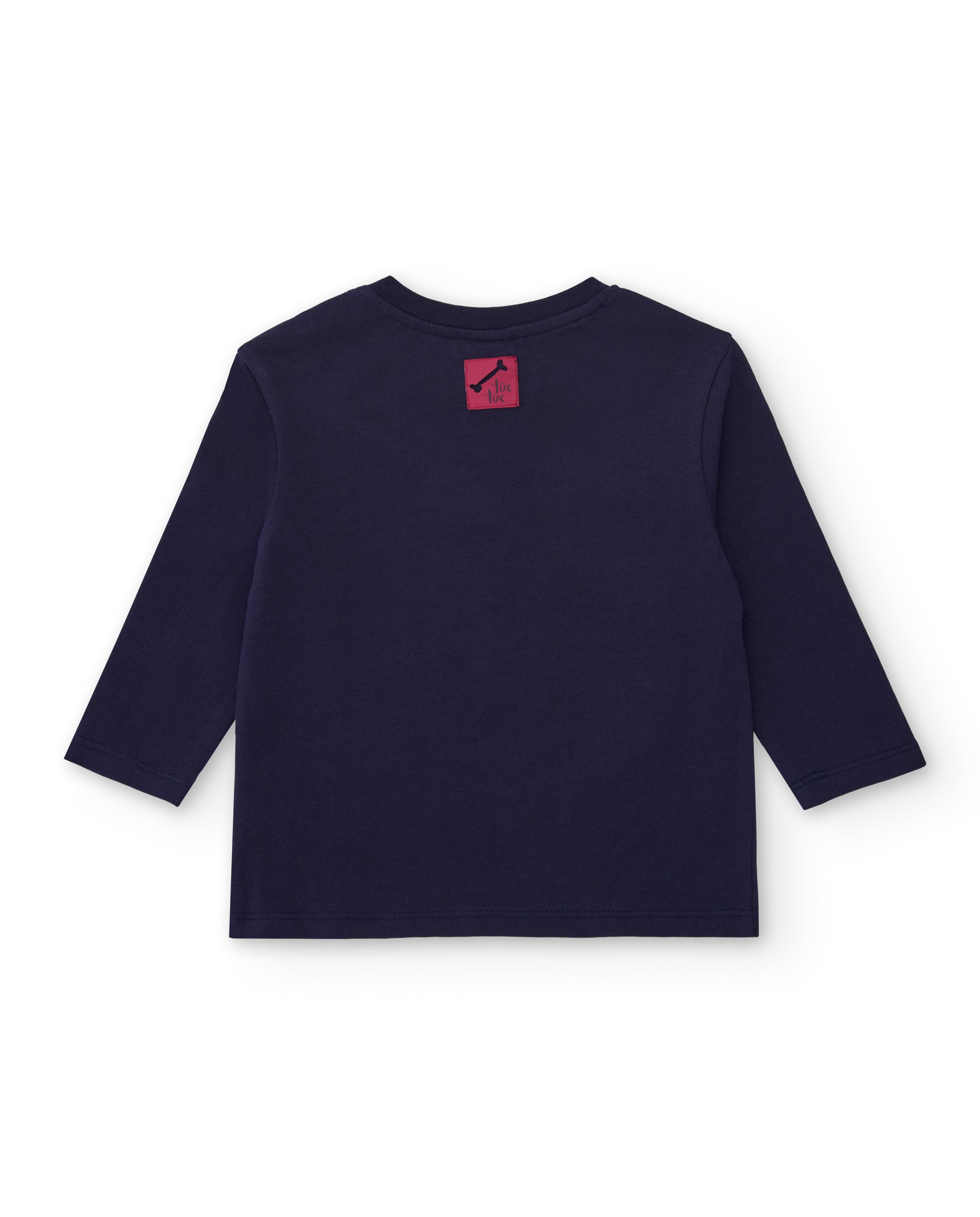 Camiseta de manga larga de niño color azul marino con estampado