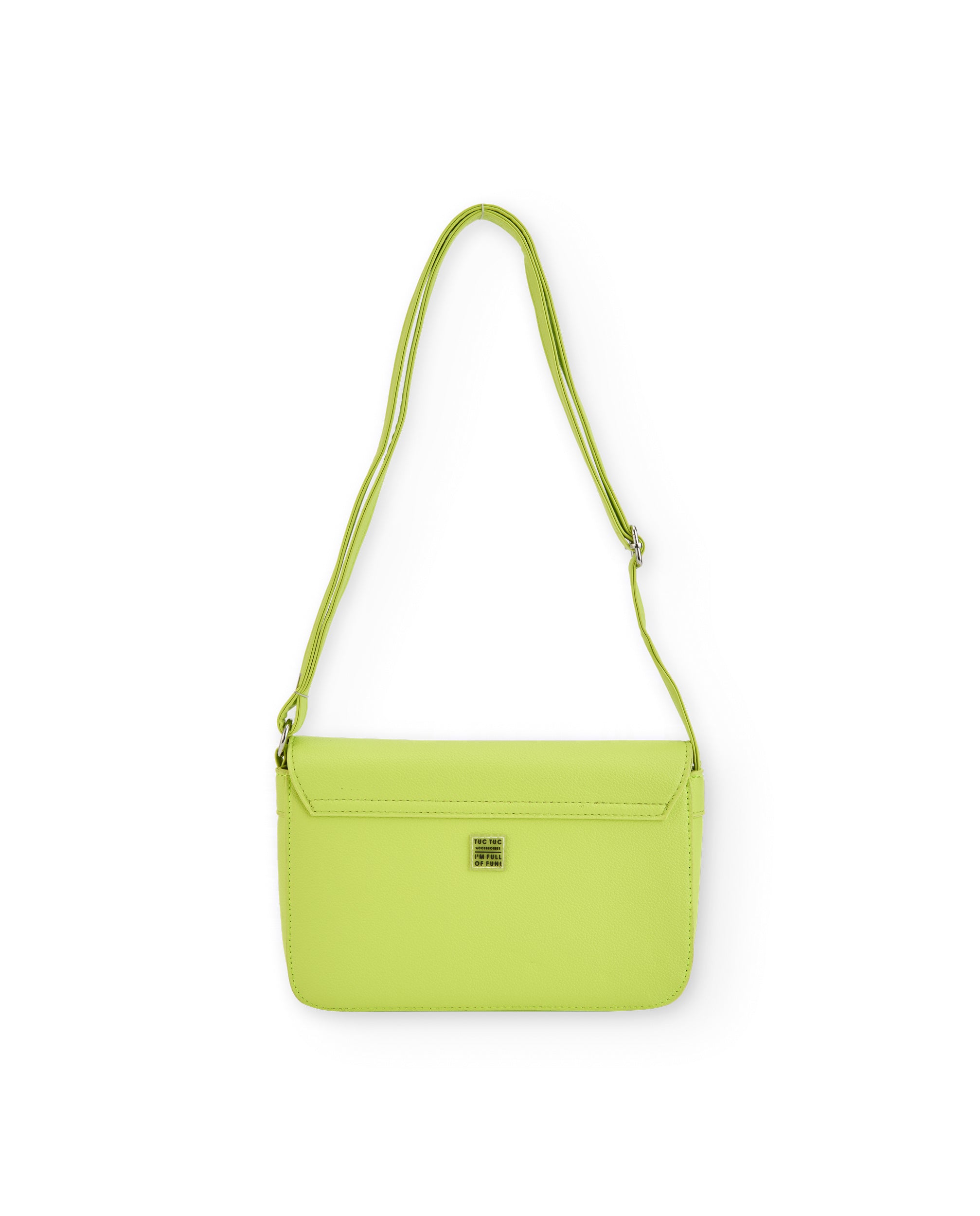 Bolso bandolera para niña en color verde lima con detalle de