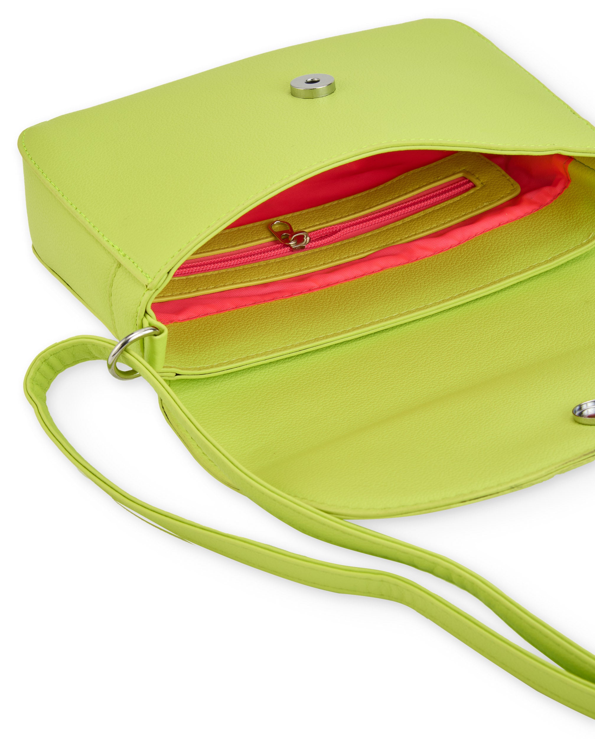 Bolso bandolera para niña en color verde lima con detalle de