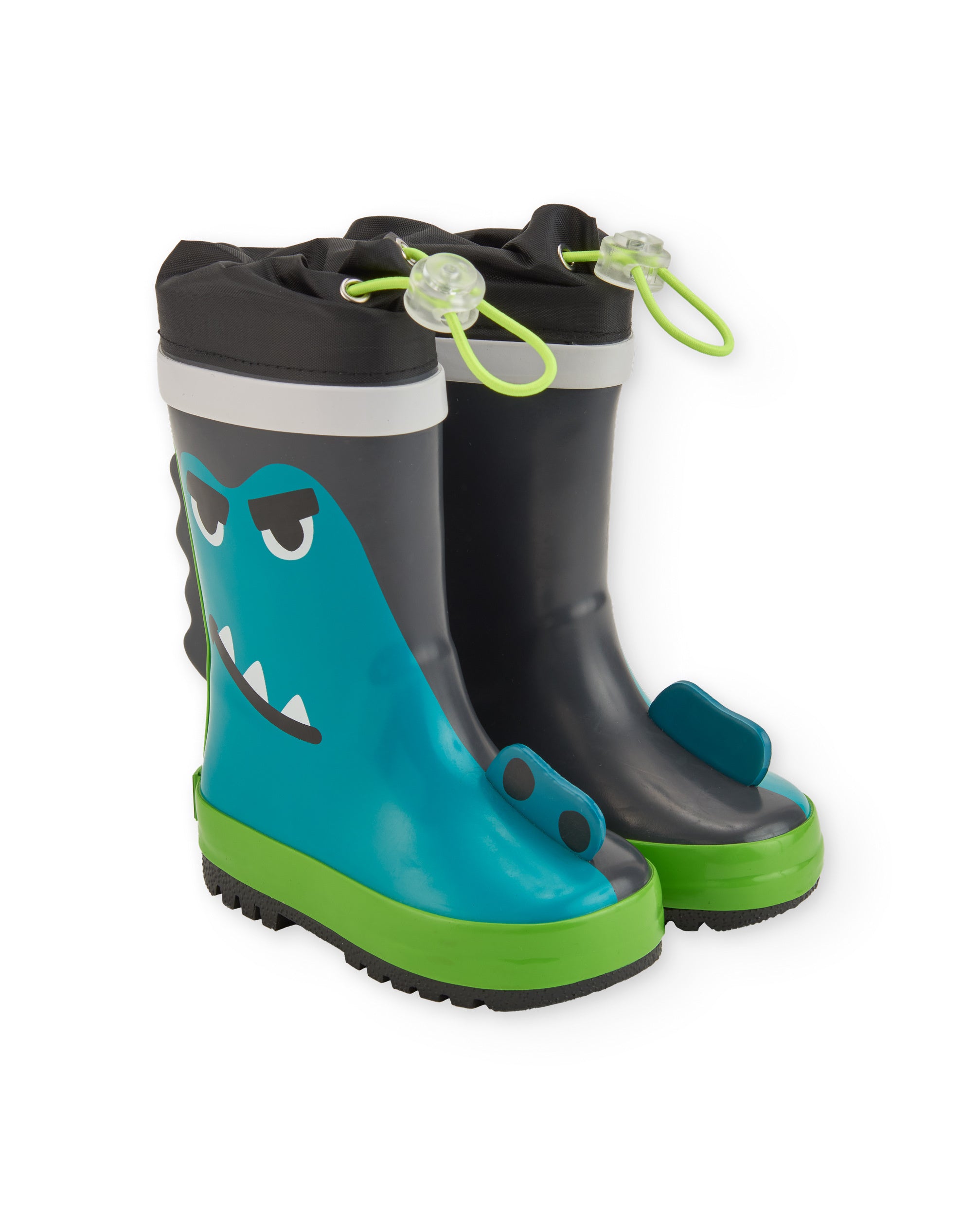 Botas de agua para niño en azul con diseño de monstruo