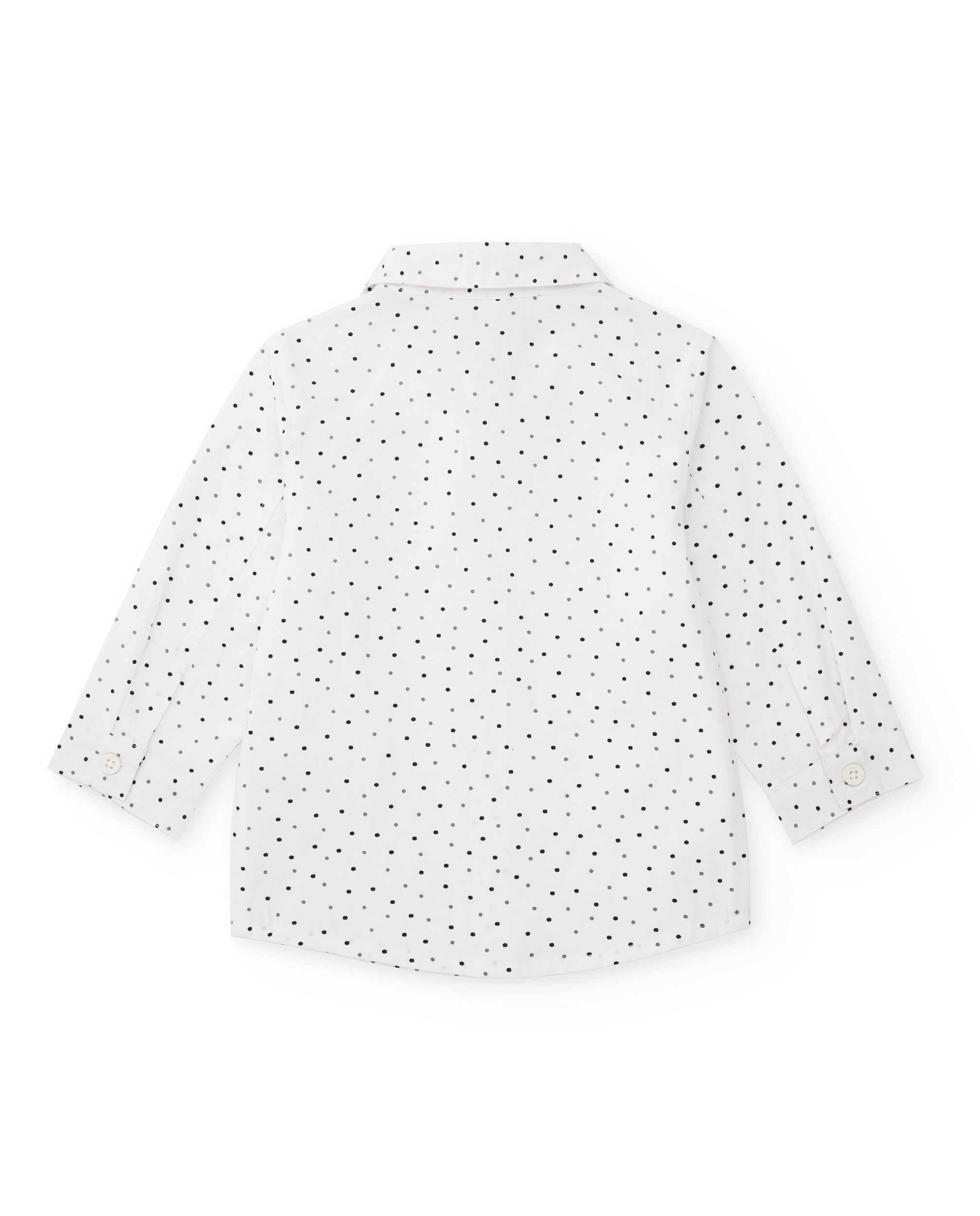 Camisa para niño blanca de manga larga con estampado de lunares