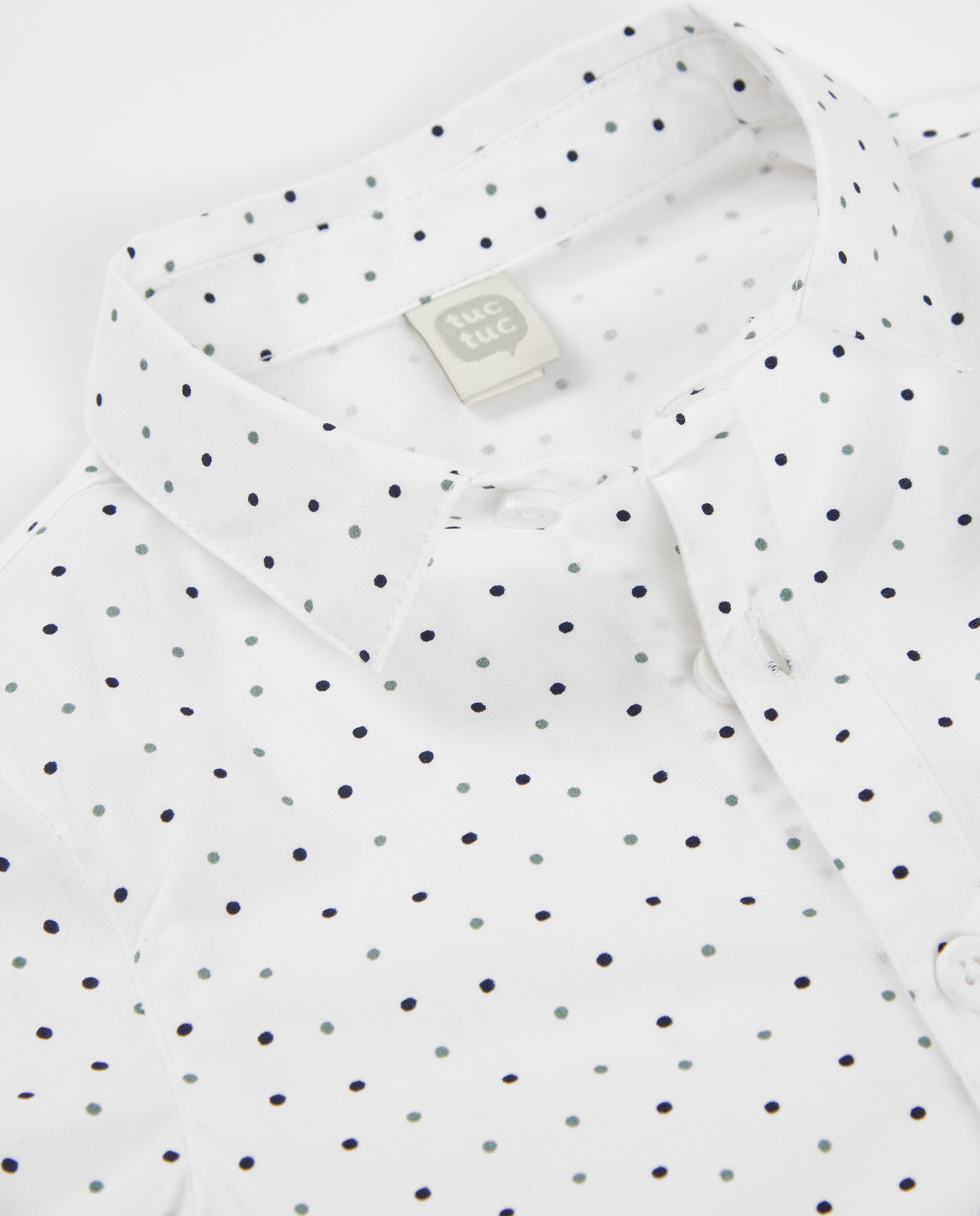 Camisa para niño blanca de manga larga con estampado de lunares