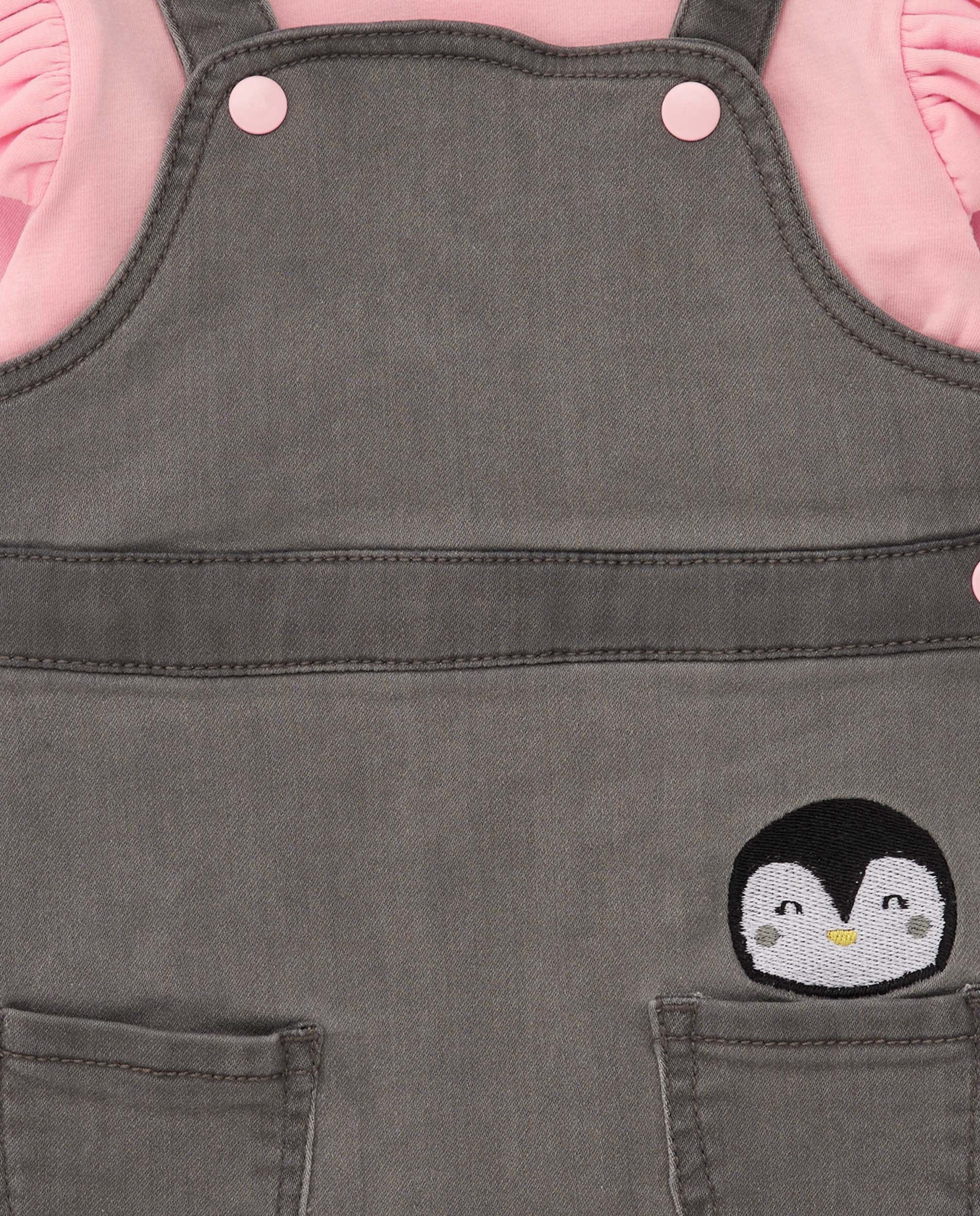 Conjunto para recién nacido de camiseta rosa con volantes y