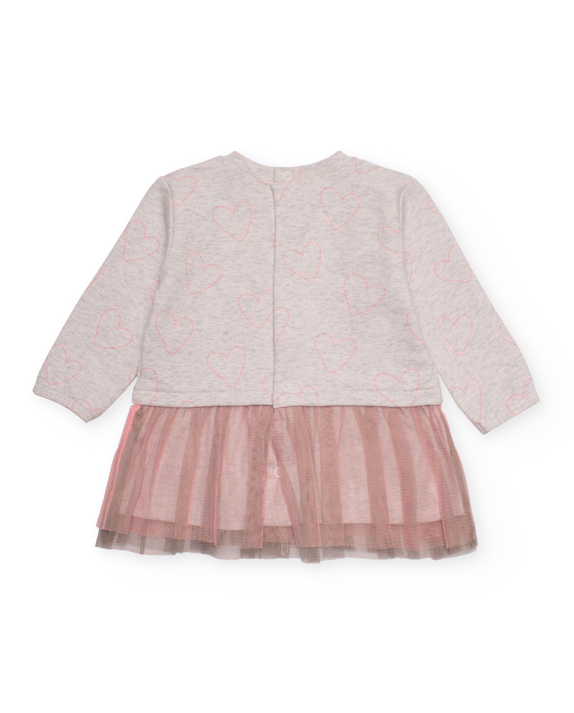 Vestido de manga larga para recién nacido con corazones y falda