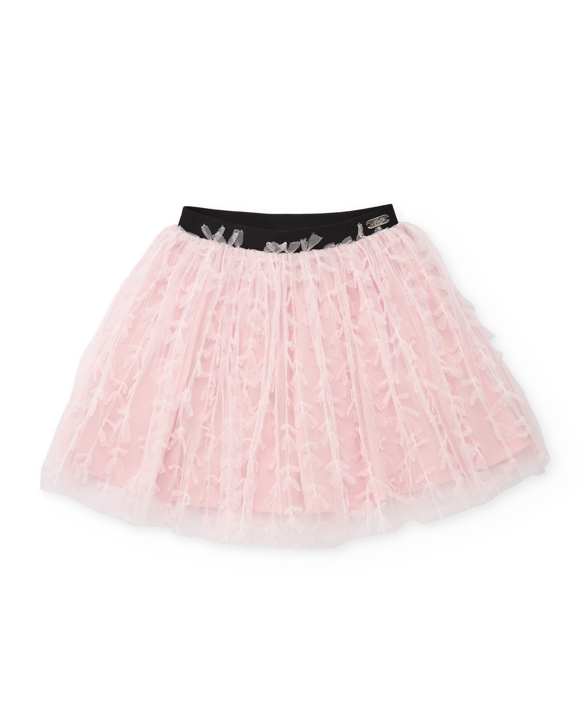 Falda de tul rosa para niña con bordados y cintura elástica