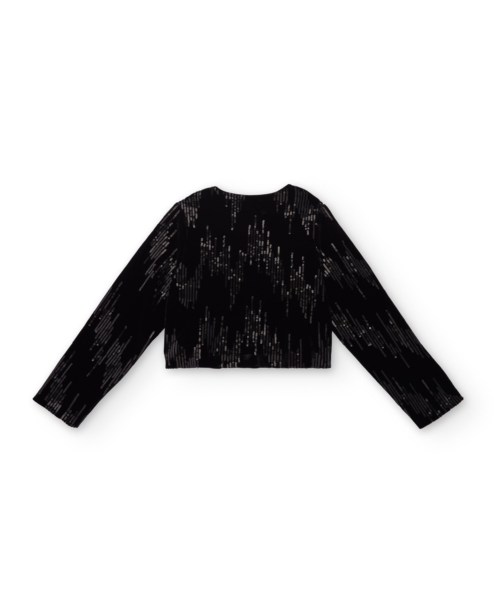 Chaqueta corta de niña en terciopelo negro con detalles de