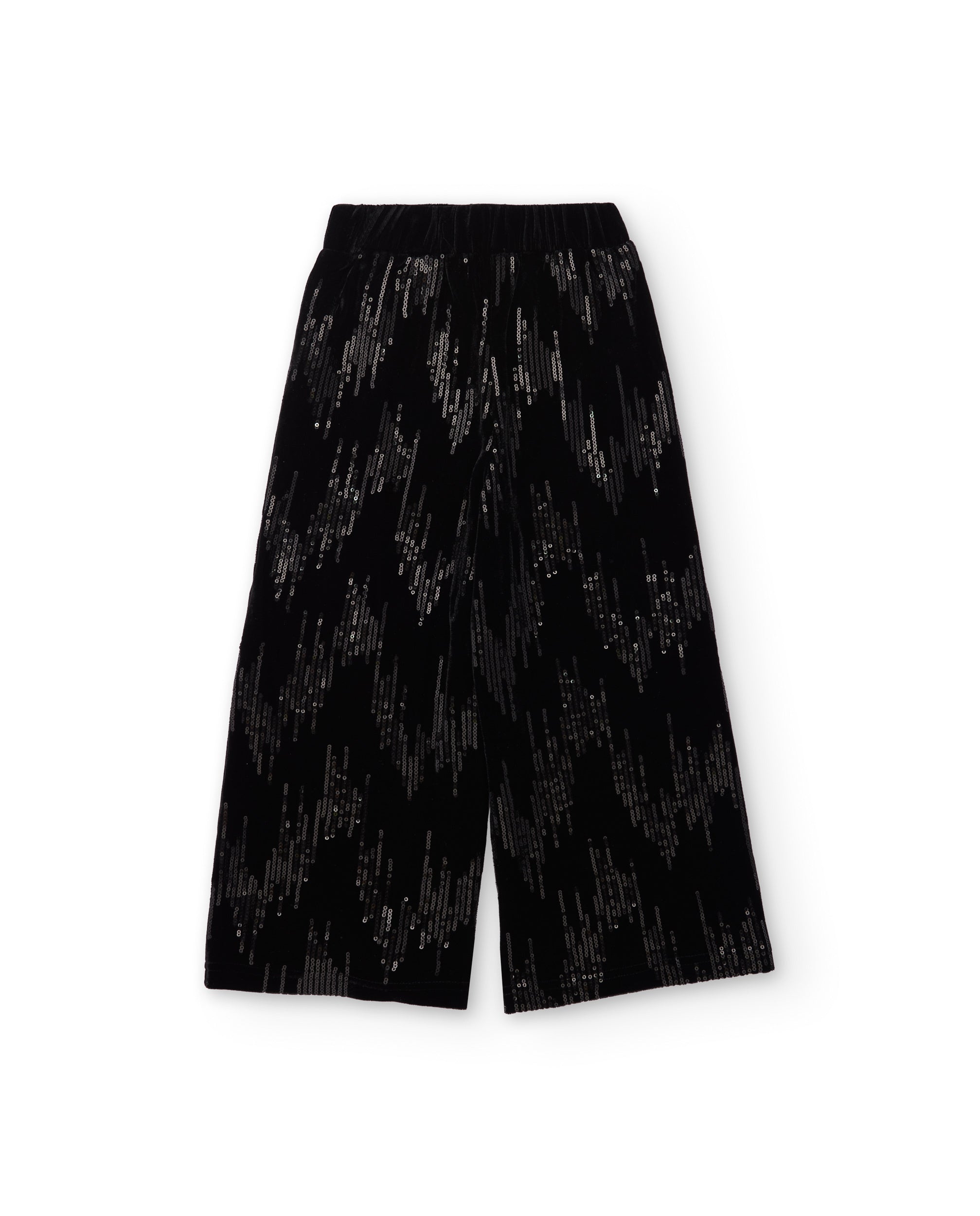 Pantalón de niña en terciopelo negro con lentejuelas
